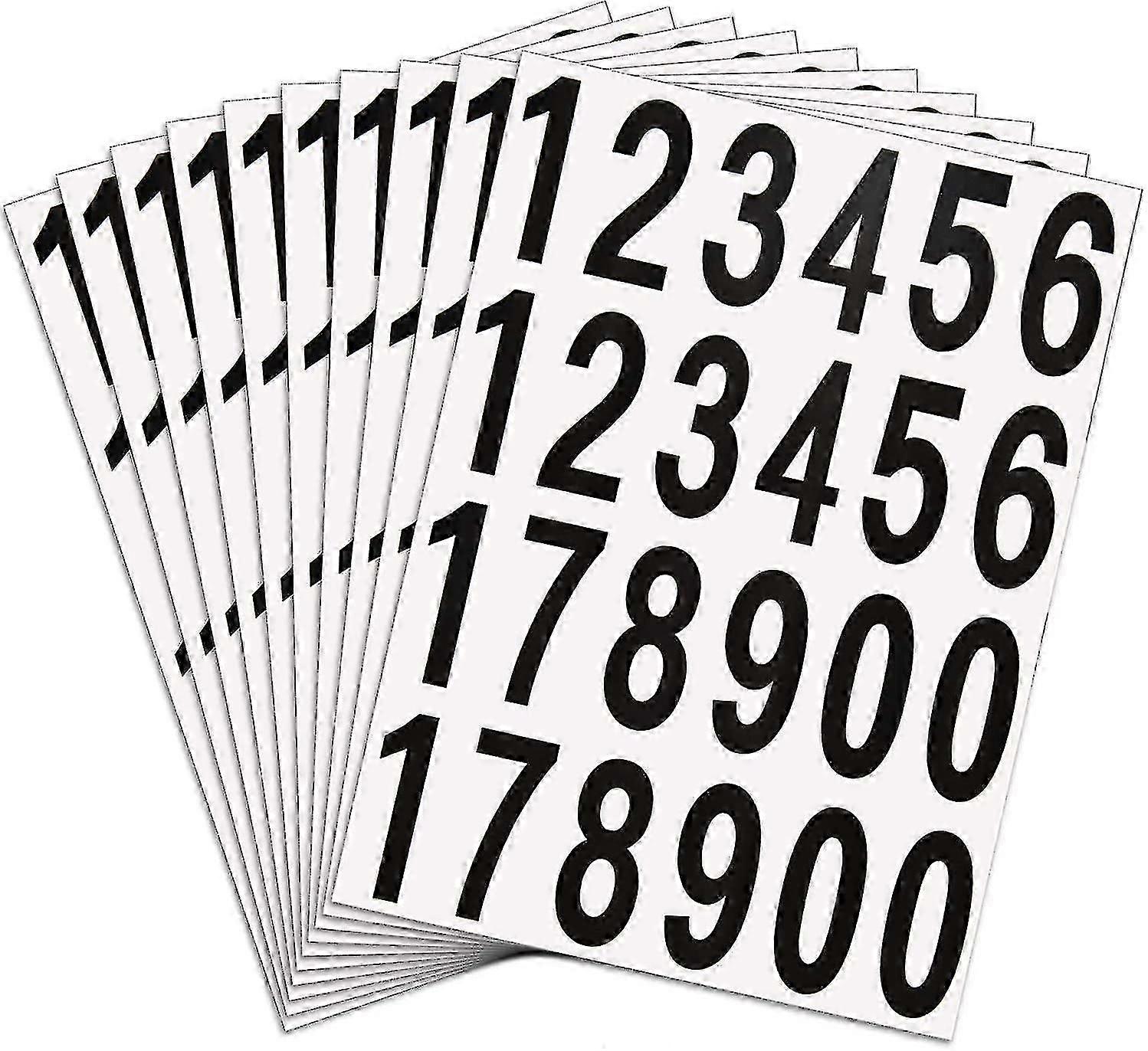 240 Pieces 10 Sheets Numbers Stickers Mailbox Numbers Self Adhesive Vinyl Numbers For Residence And Mailbox Signs (2 Inch, Black On White)