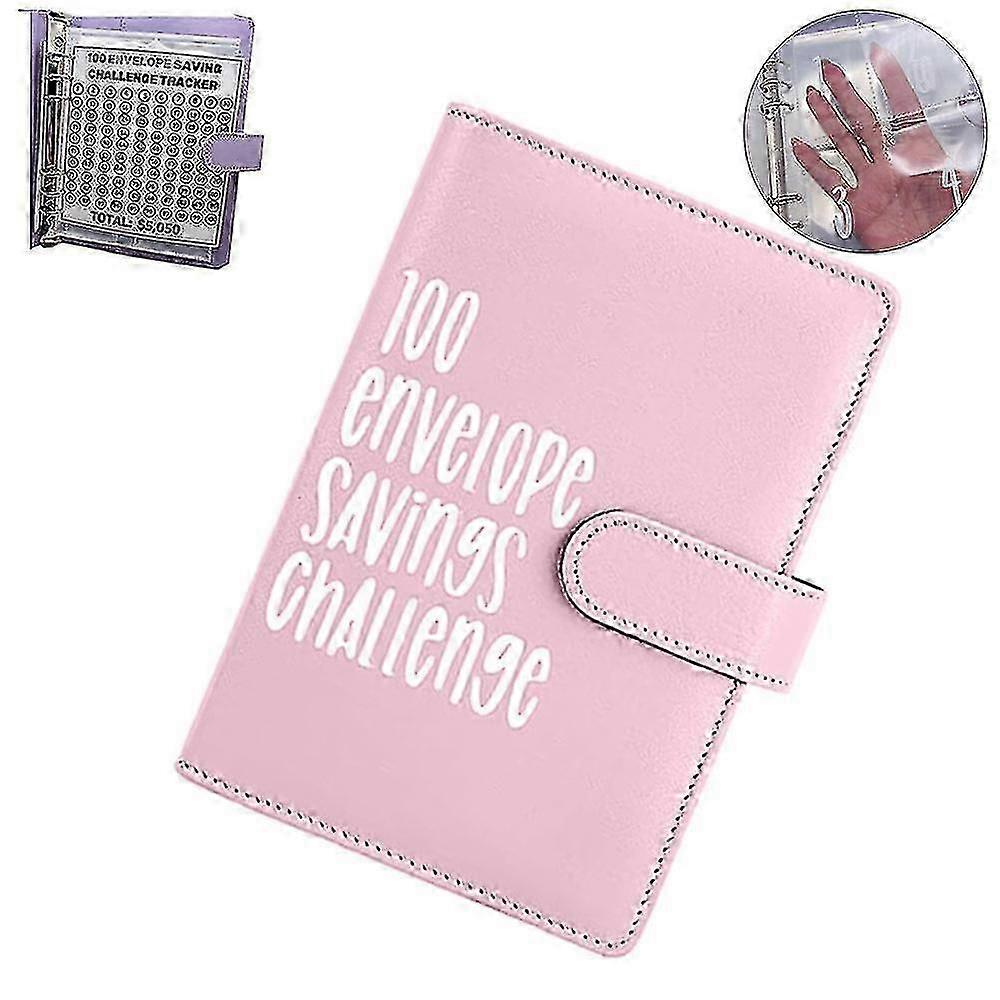 Cash Saving Binder for 100 Envelope Challenge - PU Leather A5 Organizer with 100 Labeled Pockets, Money Budget Planner for Home, Travel, Emergency Fun