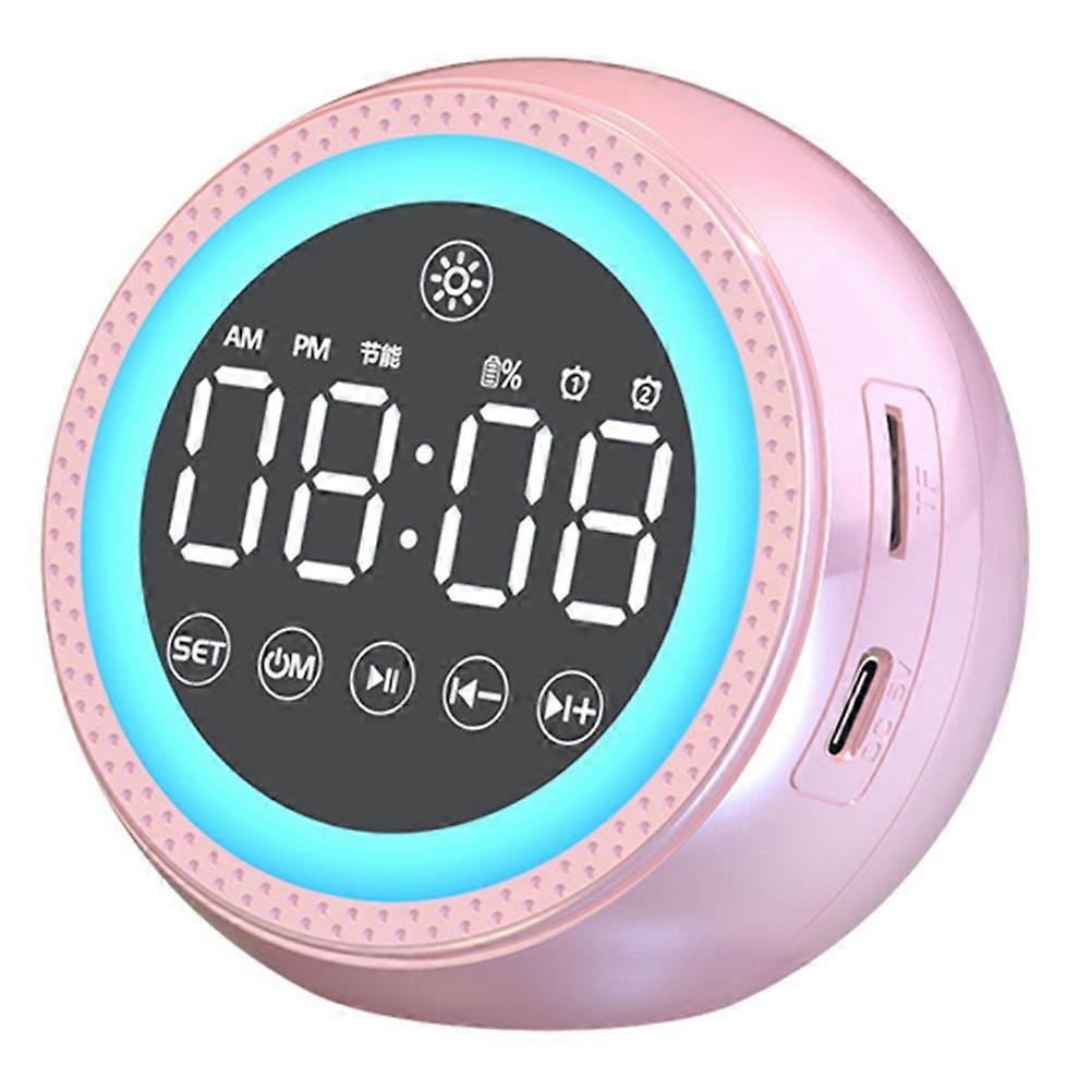 Multi Functional Alarm Clock Bluetooth Speaker Colorful Night Light Bedroom Bedside Weather Smart AI Speaker Voice Chat