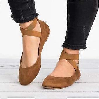 Kvinder Dance Pumper Sandaler Ankel Cross Strap Ballet Low Heel Zip Sko