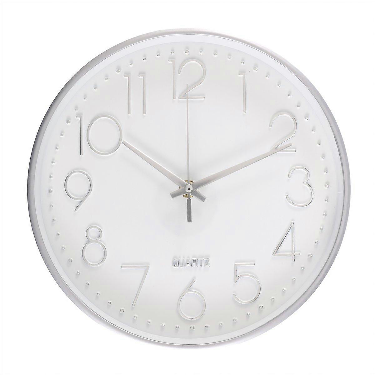 Modern Silent Wall Clock for Home Office Kitchen (25cm, Silver)