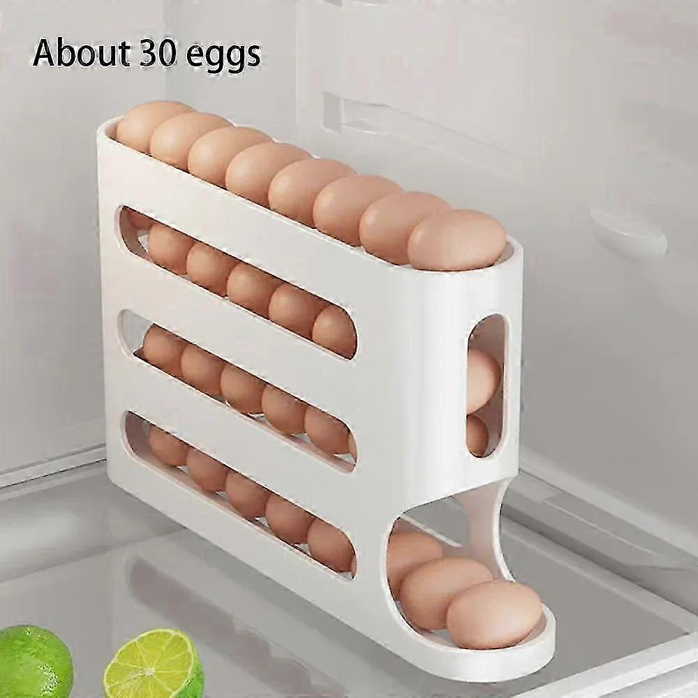 25-26 4 Tier Fridge Egg Rack with Automatic Rolling