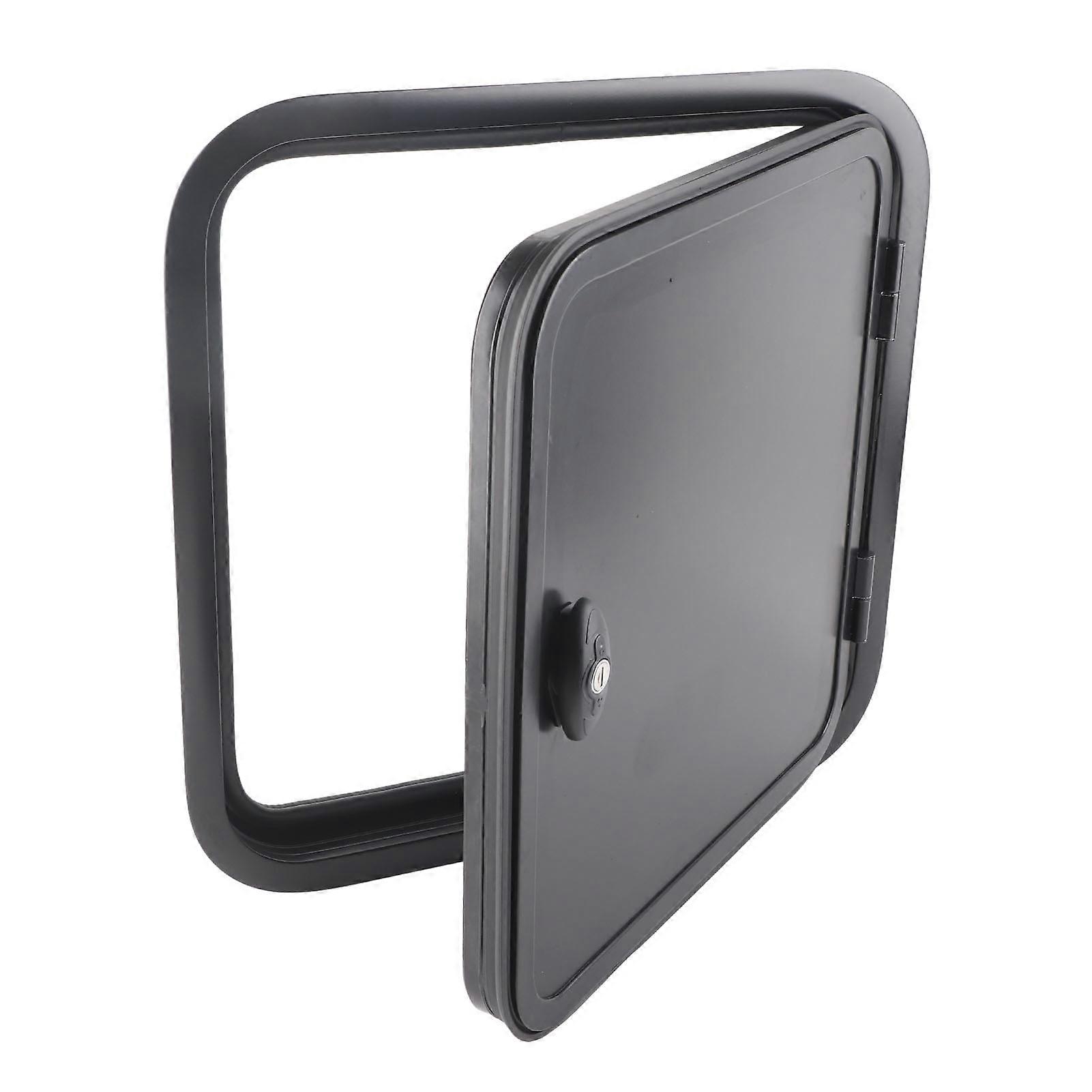 RV Baggage Door UV Proof Square Rounded Corner Black Compartment Storage Door for Camper Motor Caravan 