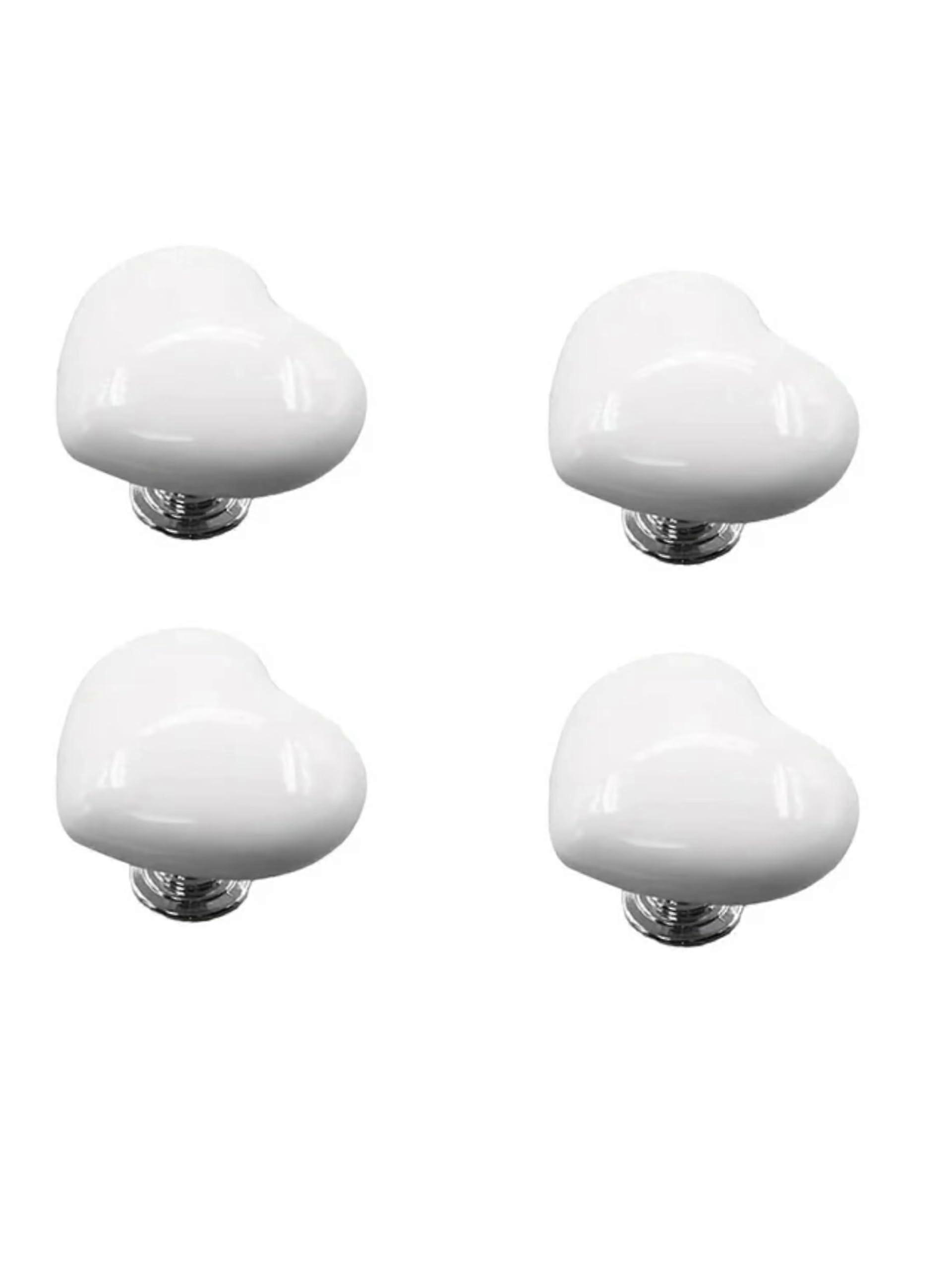 Toilet Tank Button White HeartShaped 4Pcs Push Tool Multifunctional Handle For Toilet Lid And Tank Covers