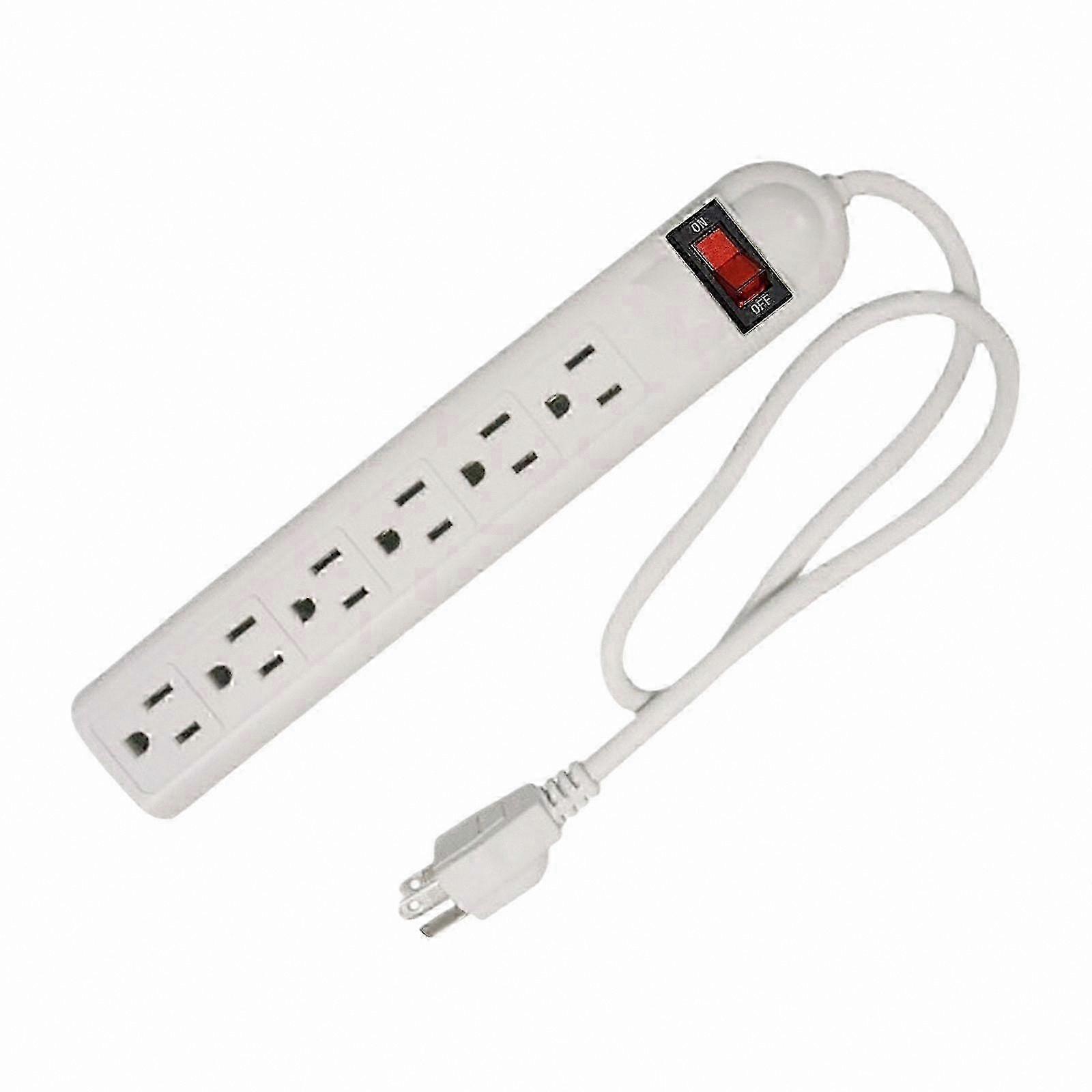 6-Outlet Power Strip with Overload Protection and US Plug Adapter for Versatile Use