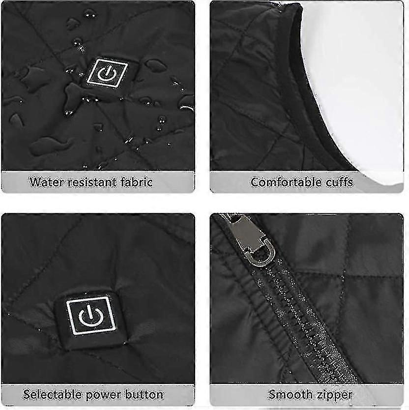 Colete aquecido feminino com 4 zonas de aquecimento, jaqueta de aquecimento do pescoço