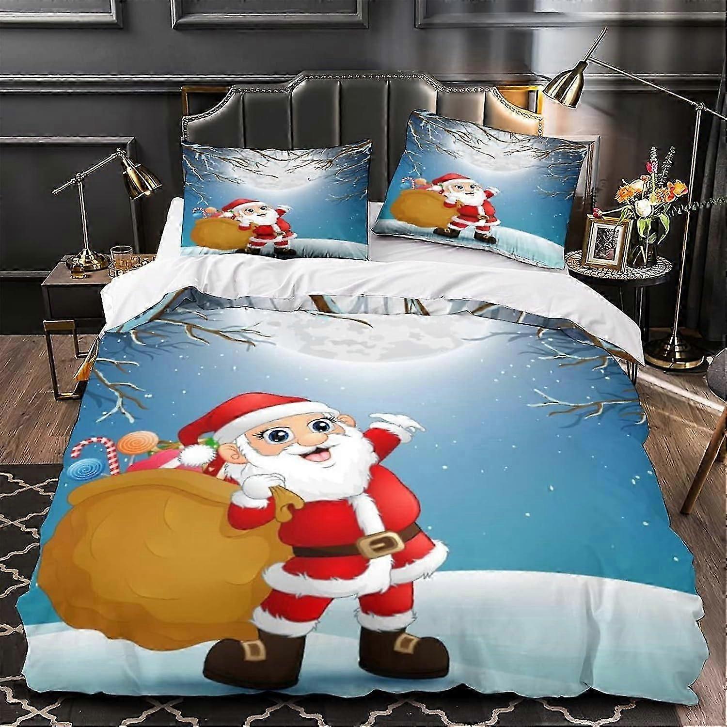 Conjunto de Capa de Edredom com Conjunto de Presente de Natal com Impressão de Natal para Crianças Adolescentes Adultos Capa de Edredom com Fechamento
