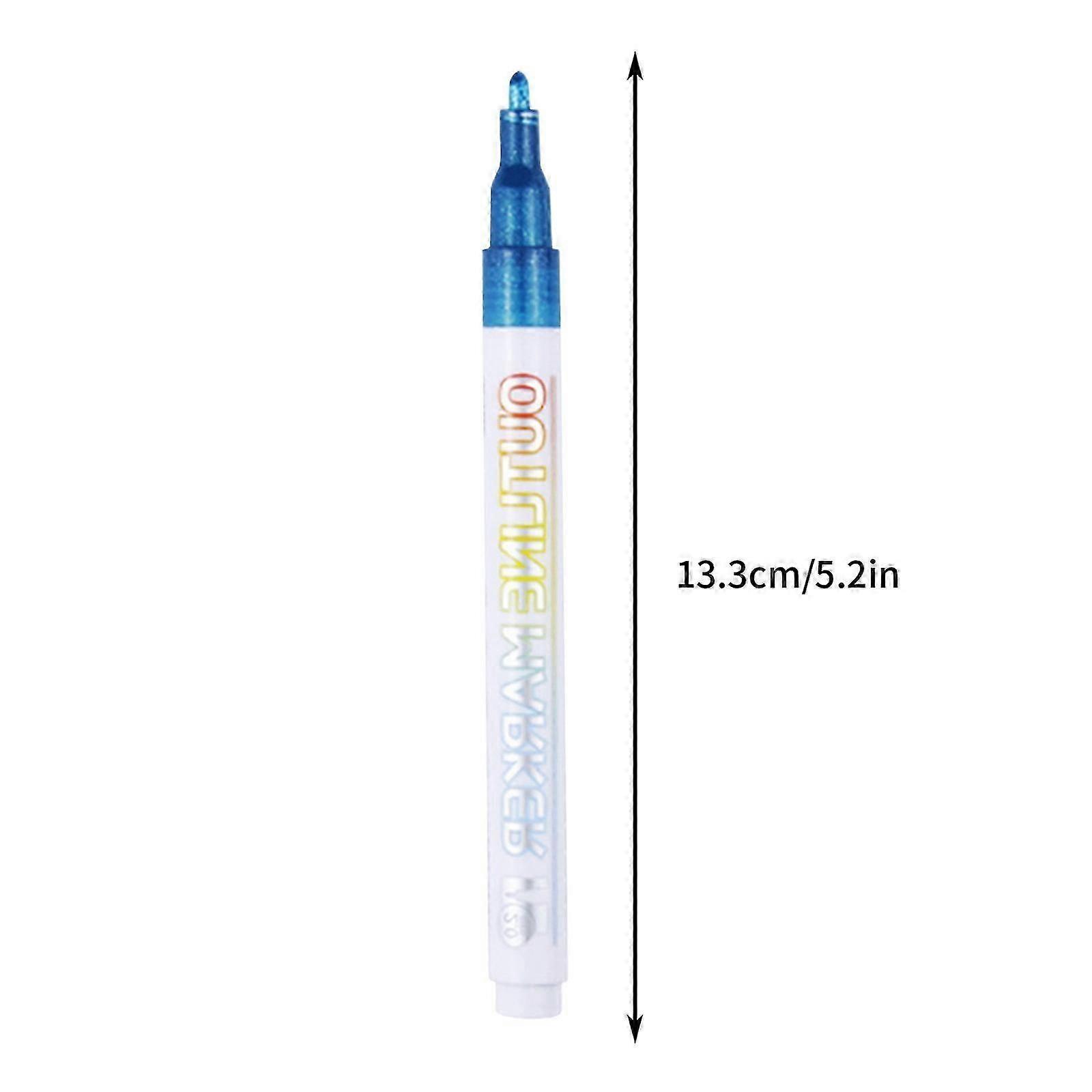 Marker Pen For Highlight, New  Double Line Self-outline Marker Pen Set Glitter Gel Markers, Colorful Markers Art Pens For Drawing, Greetin