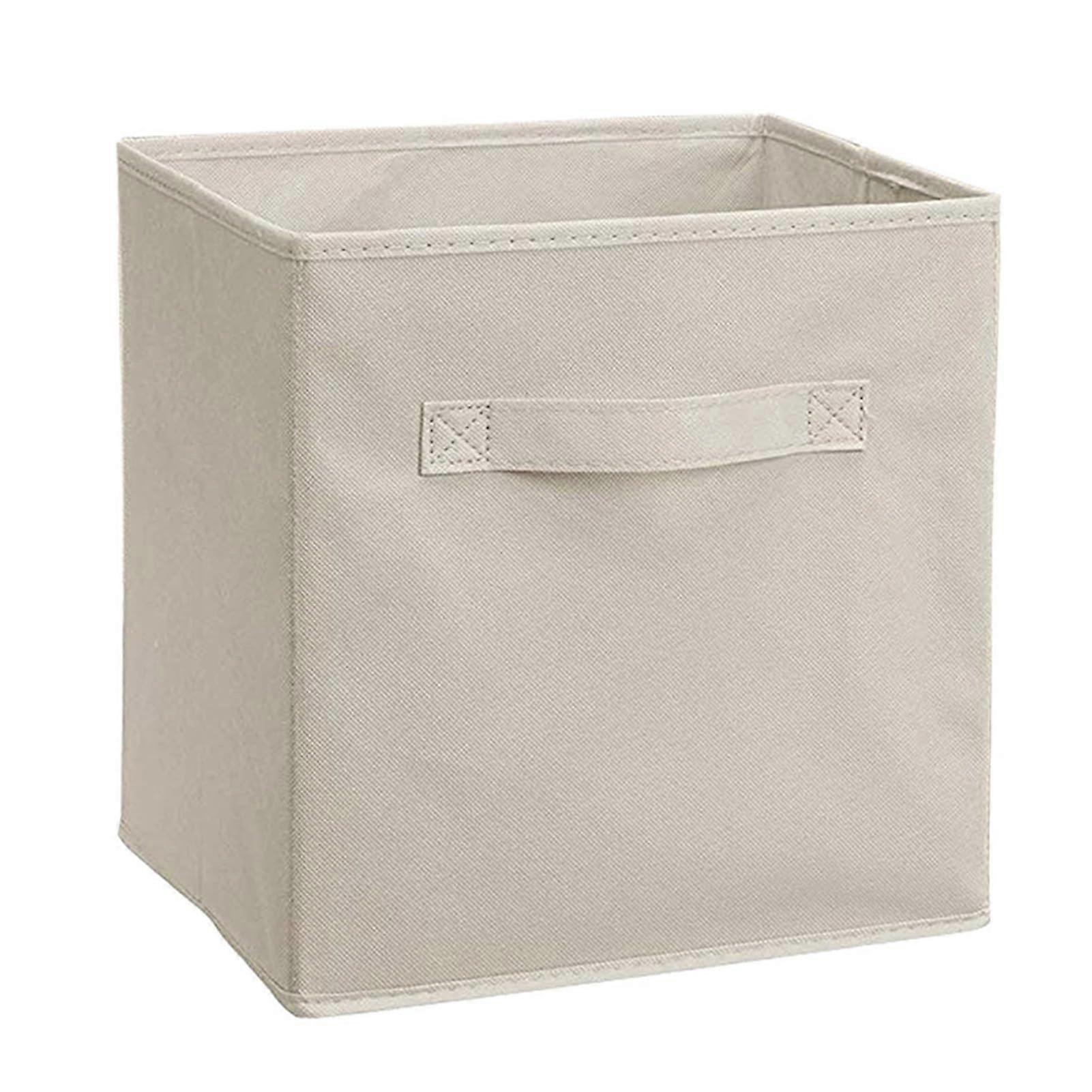 Collapsible Storage Cubes Foldable Fabric Bins Beige 1Piece Organizer Baskets For Closet And Utility Room