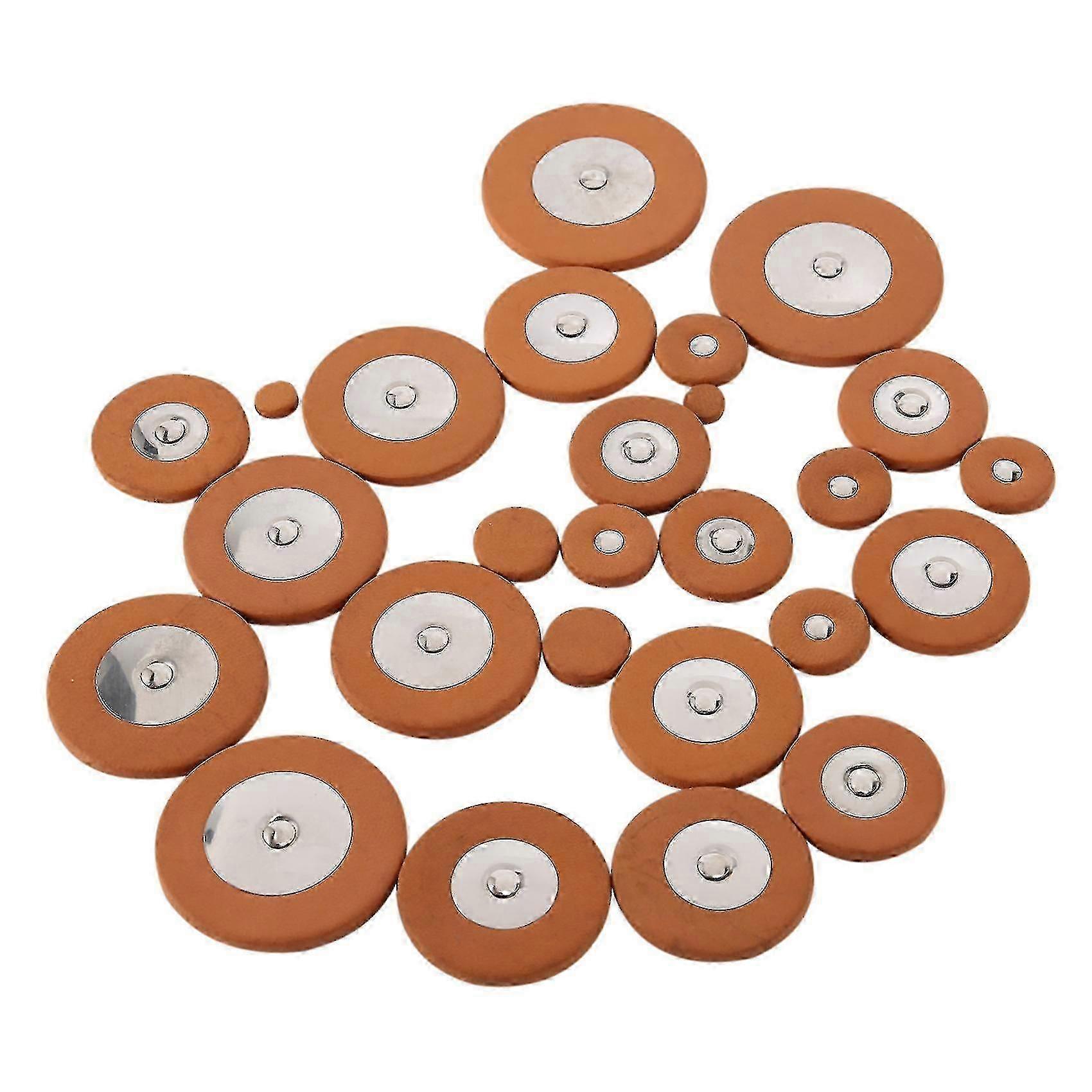 25 Pcs Orange Leather Tenor Saxophone Pads for Replacement