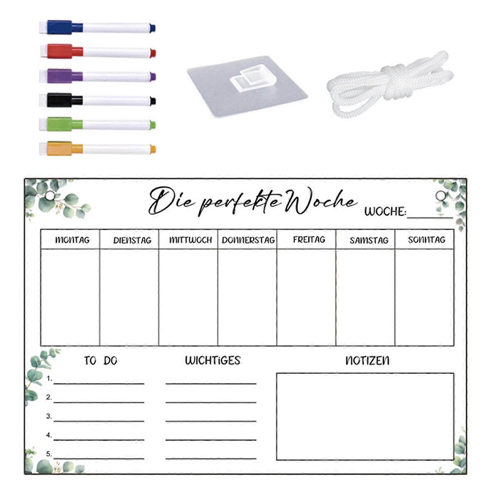 Erasable Clear Acrylic Weekly Planner Message Board 11.81x7.87Inch Wall Mounted Bulletin Board For Daily Scheduling Multicolor