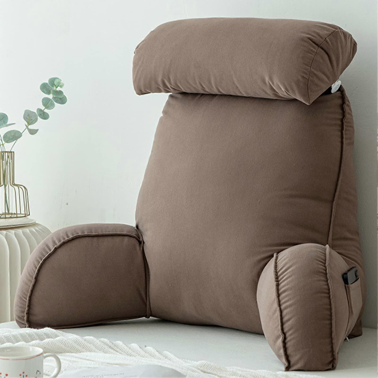 Memory Foam Bed Rest Pillow with Arm Rests Extra Large Back Support Cushion for Reading, Gaming, TV