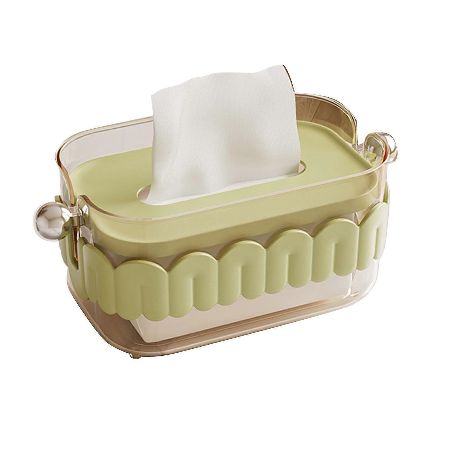 Tissue Box Cover Plastic Rectangular Dispenser for Living Room Bedroom Dorm Dining Table Green