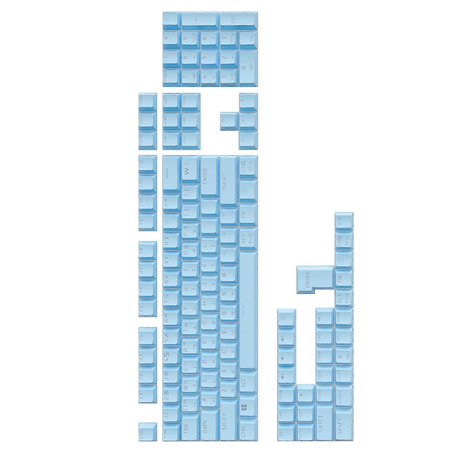 Korean Keycap Set for 61/64/68/75/87/98/104 /108 Mechanical Keyboards, OEM Profile Long Lasting Print Quality Keycaps  Blue