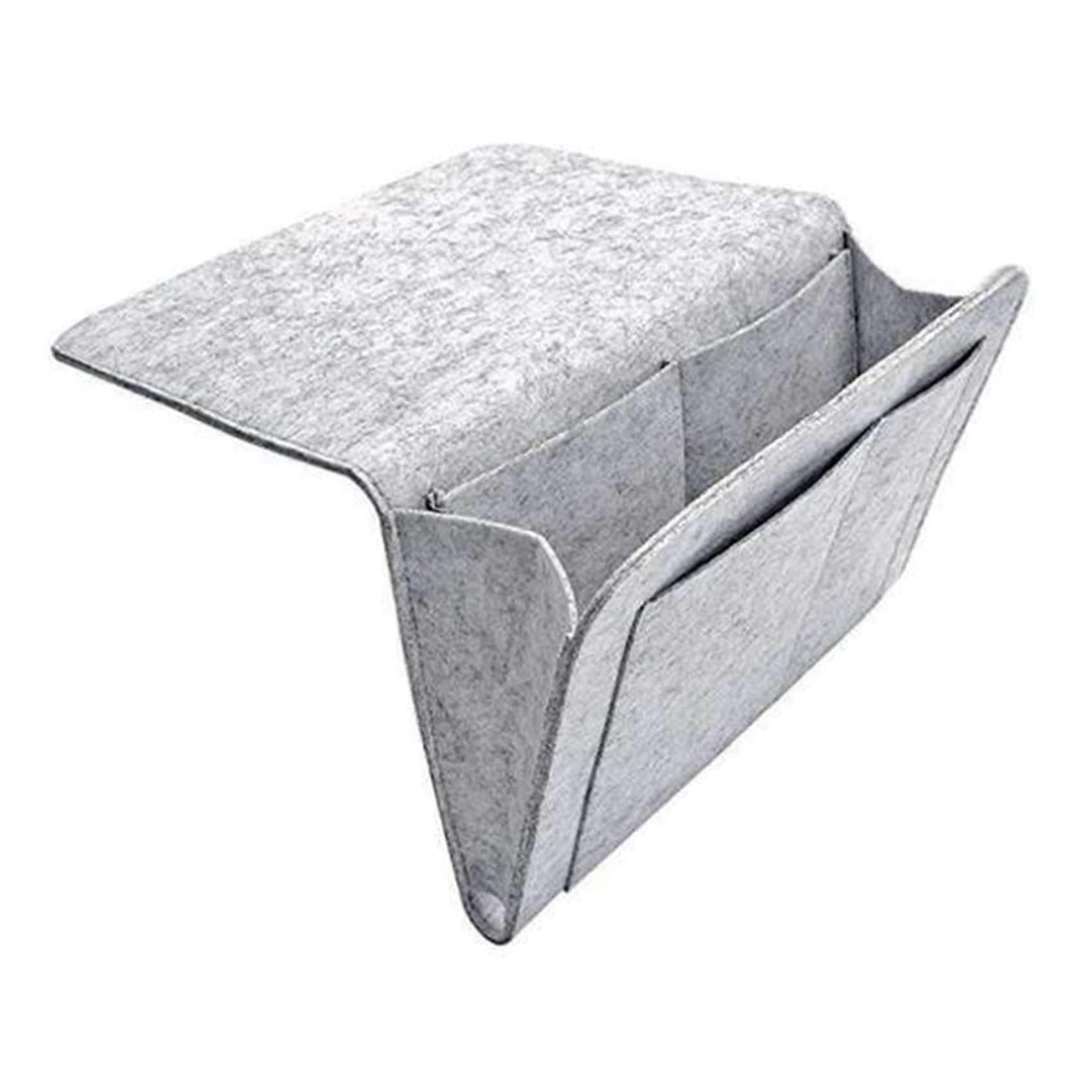 Bedside Caddy Pocket Organizer Felt Storage Holder for Sofa with 5 Pockets Under Mattress Light Grey 32x20x10cm