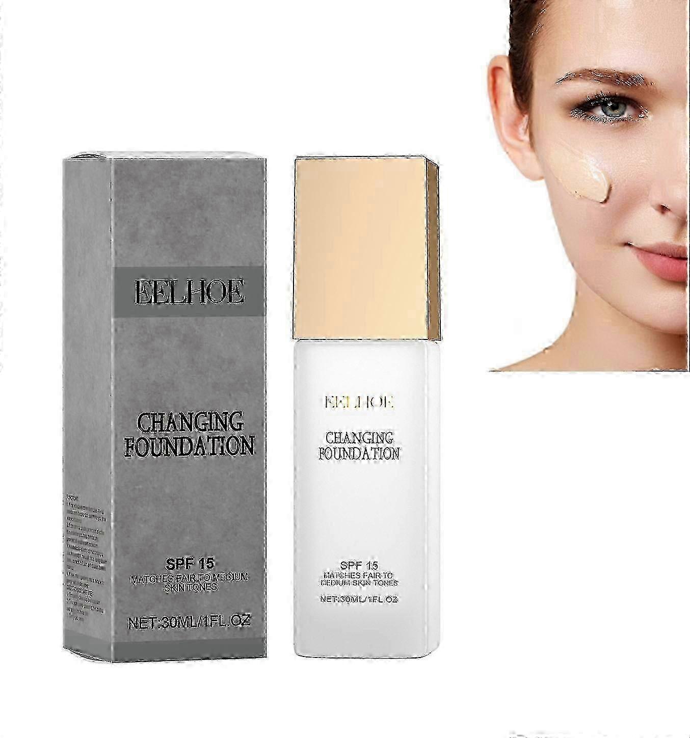 x Changing Foundation Nature Farveskiftende Foundation til kvinder, Hydrerende Magic Skin Changing Foundation, Fugtgivende Let Ikke-fedtende