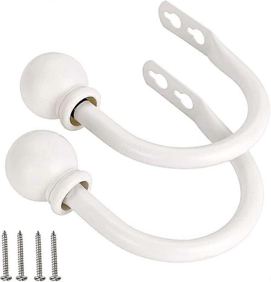 Metal Curtain Holdbacks Tiebacks Hooks, U Shaped Curtain Tiebacks, Curtain Tiebacks, Curtain Tiebacks Hooks, with Screws(White)