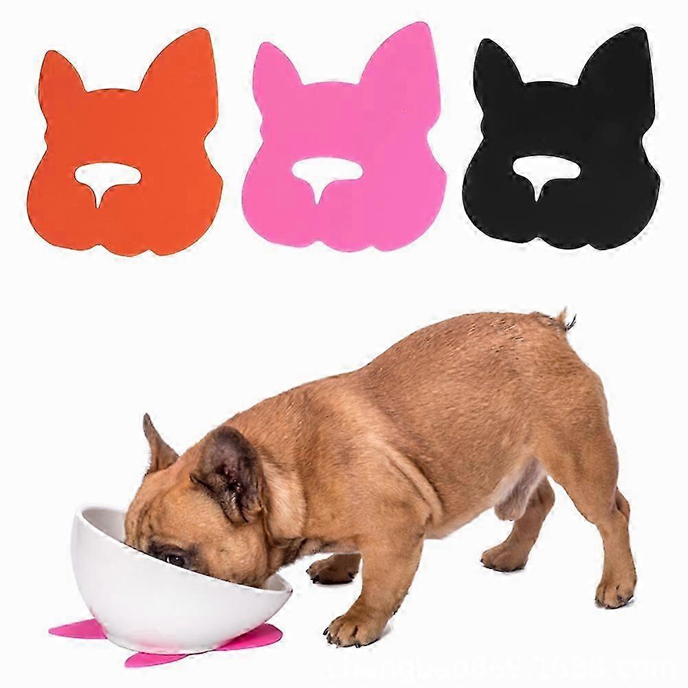 Silicone Bulldog Shape Pet Feeding Bowl Set 3pcs With Anti-slip Design Non-slip Mat In Durable Material