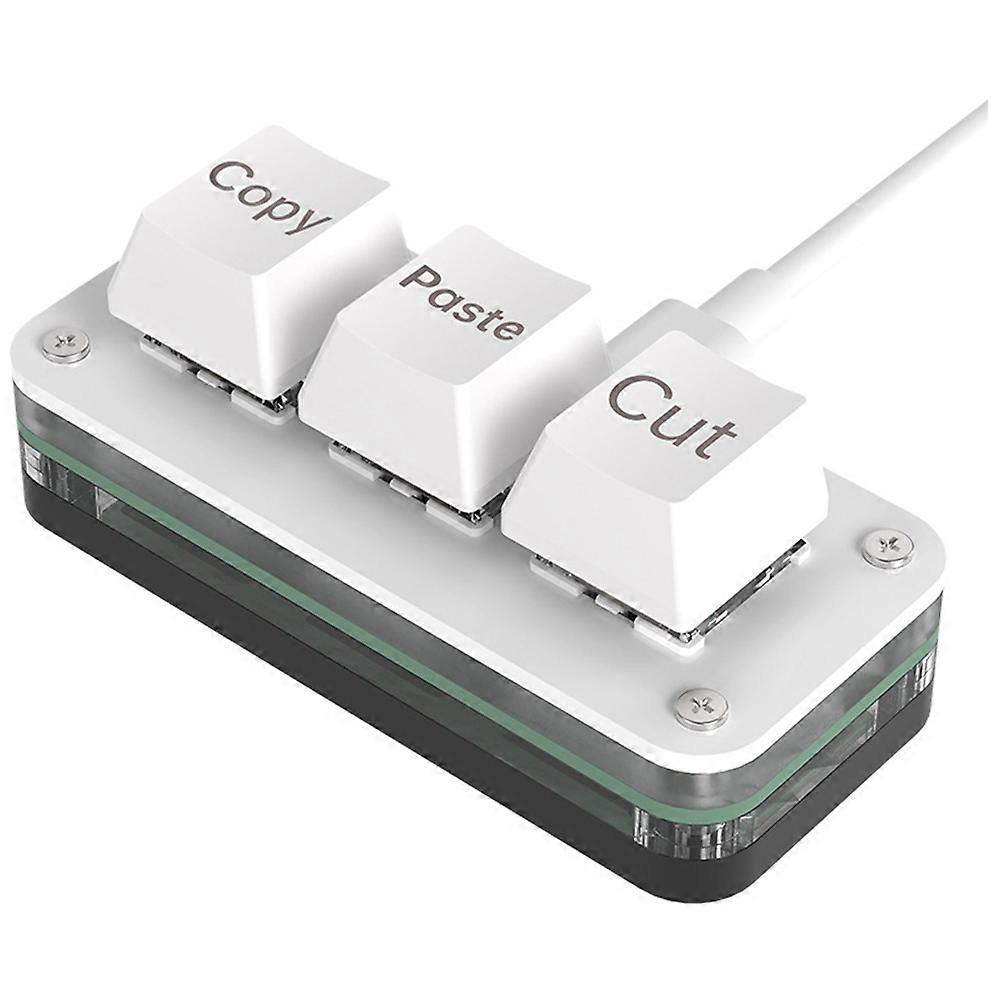 3 Keys Macro Programming Mini Keyboard for Photoshop Gaming Hotswap Programming Keypad Copy Paste Macropad White Type A