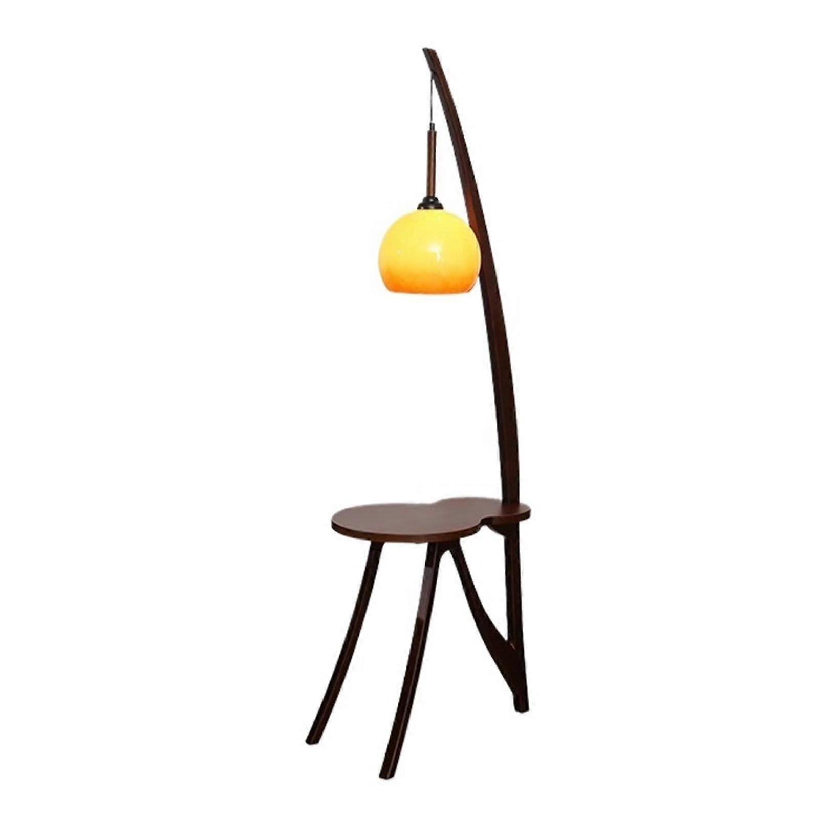 Modern Floor Lamp with Table and Shelves, Solid Wood Side Table, Adjustable Color Temperature, SpaceSaving for Living Room, Bedroom, Office