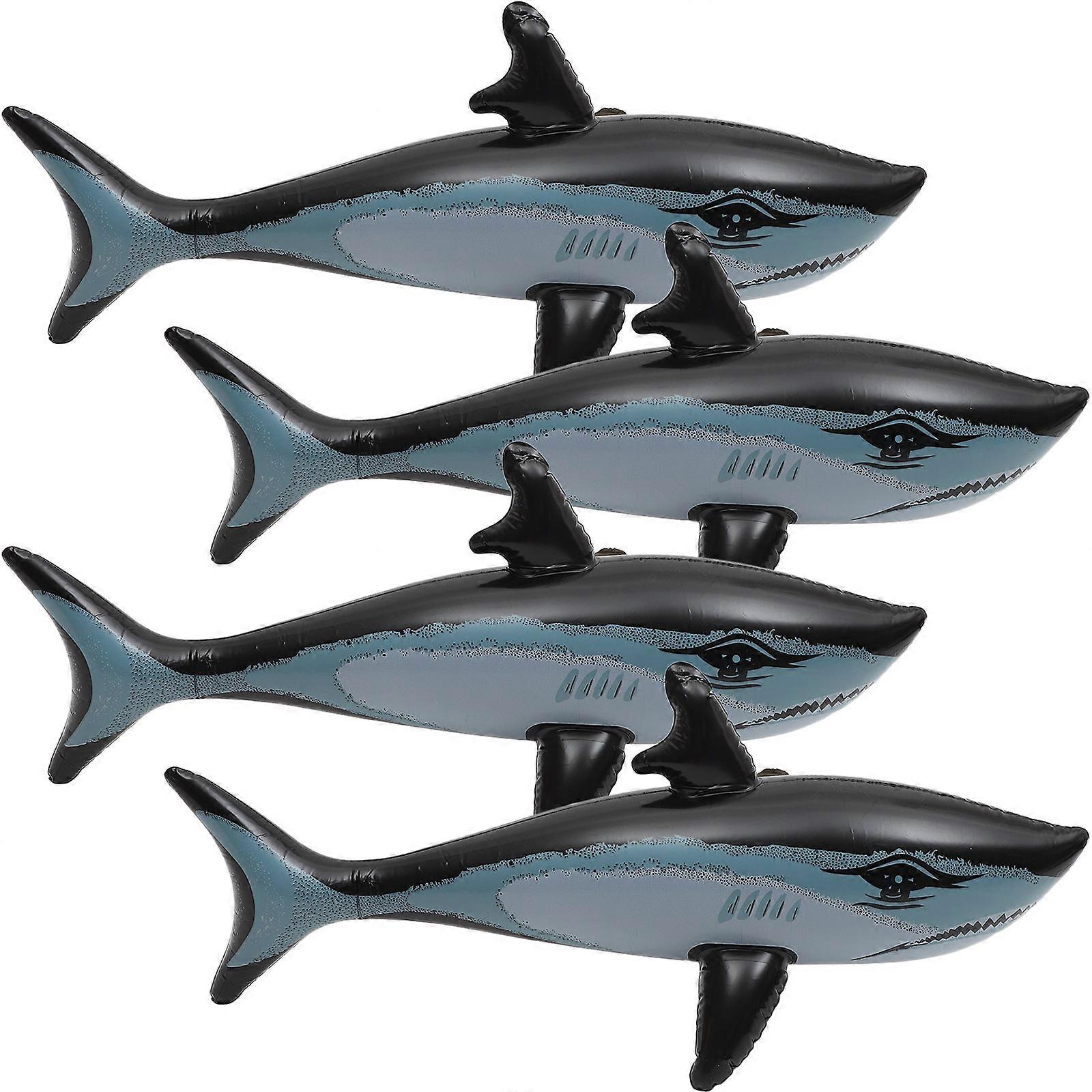 4pcs Floating Shark Playthings Inflatable Shark Playthings Inflatable Floating Shark Decors