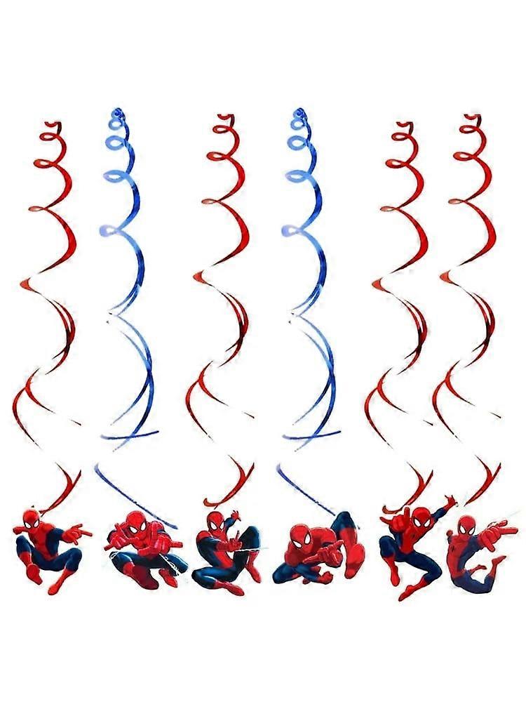 Disney Spider Man themed birthday paper plates cups tissues knives forks spoons party decorations tableware supplies 6PCS spiral ornament