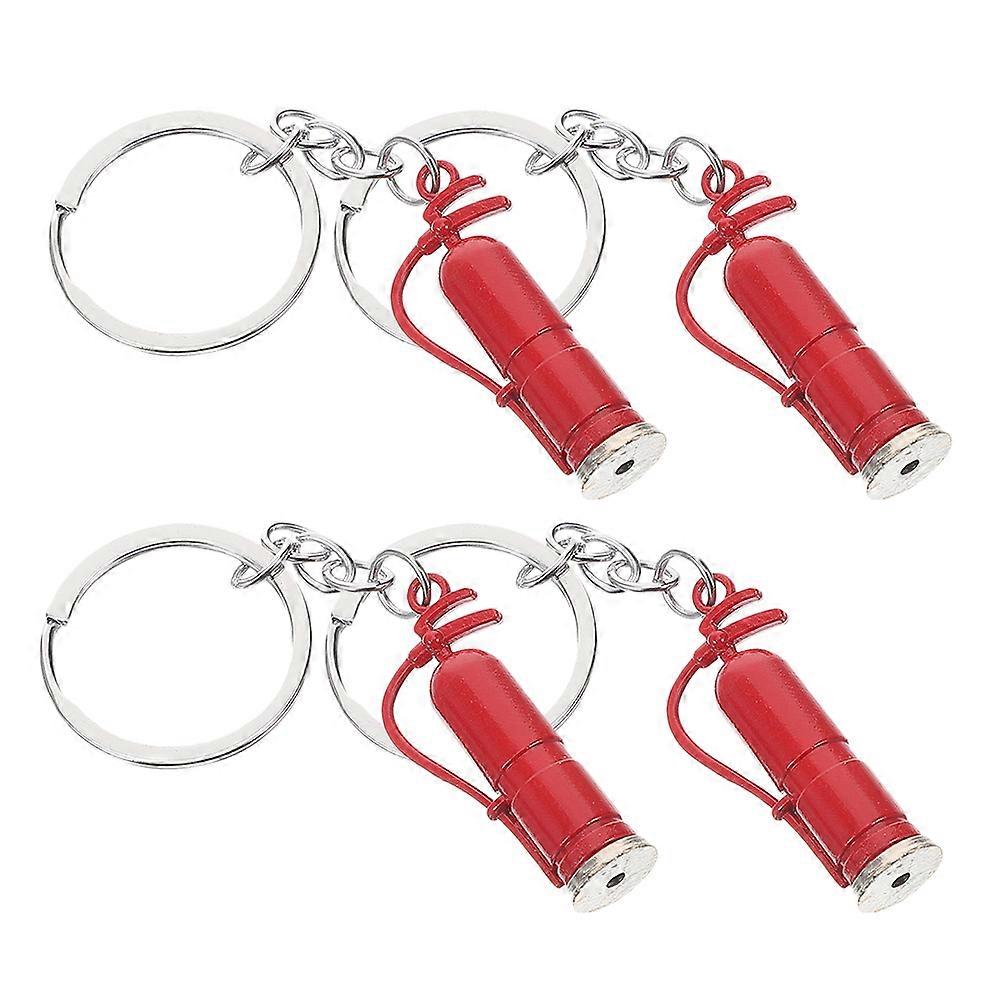 Practical Firefighter Keychain Decor Lightweight Zinc Alloy 4Pcs