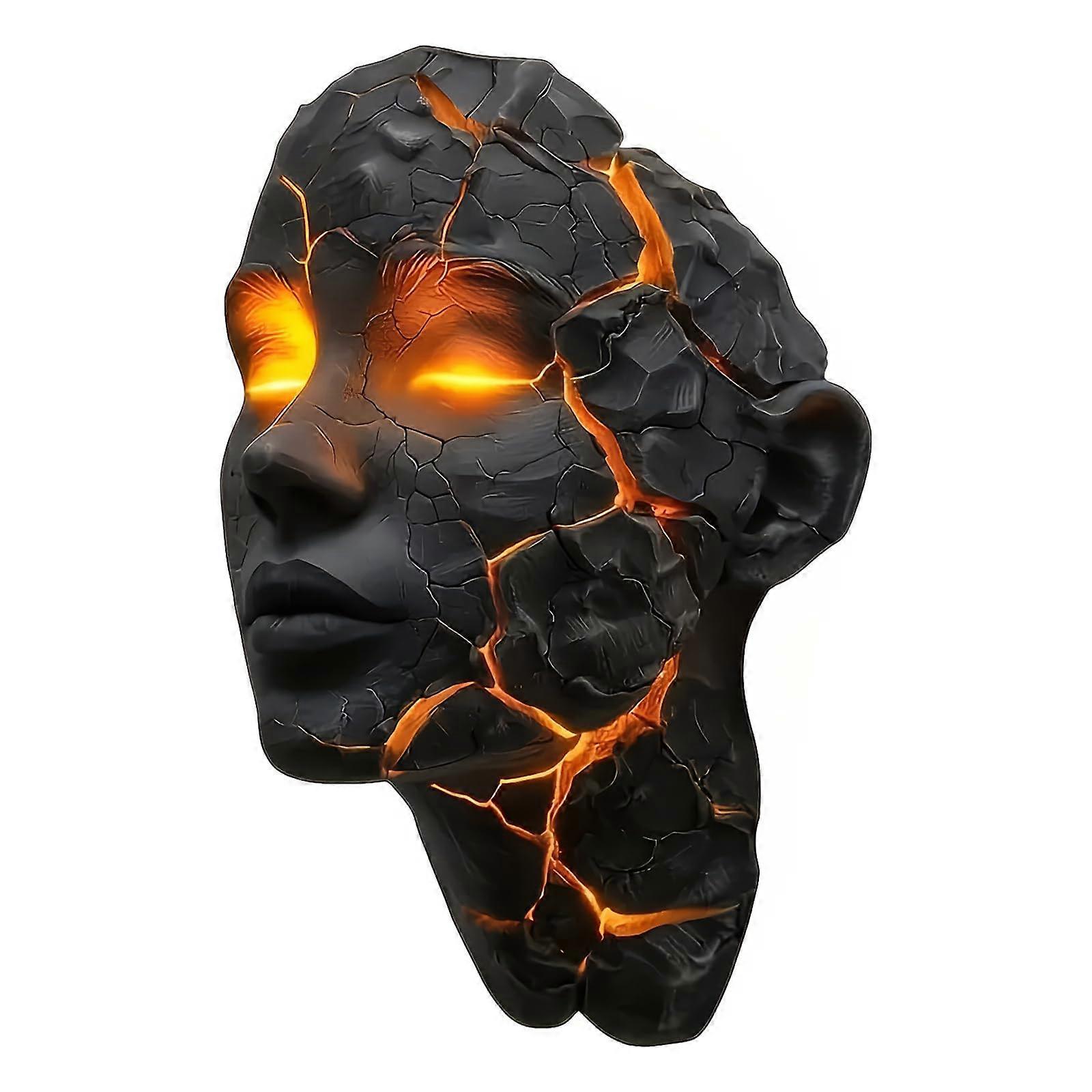 Modern LED Wall Lamp with Artistic Face Design, Battery Powered Waterproof Resin Light