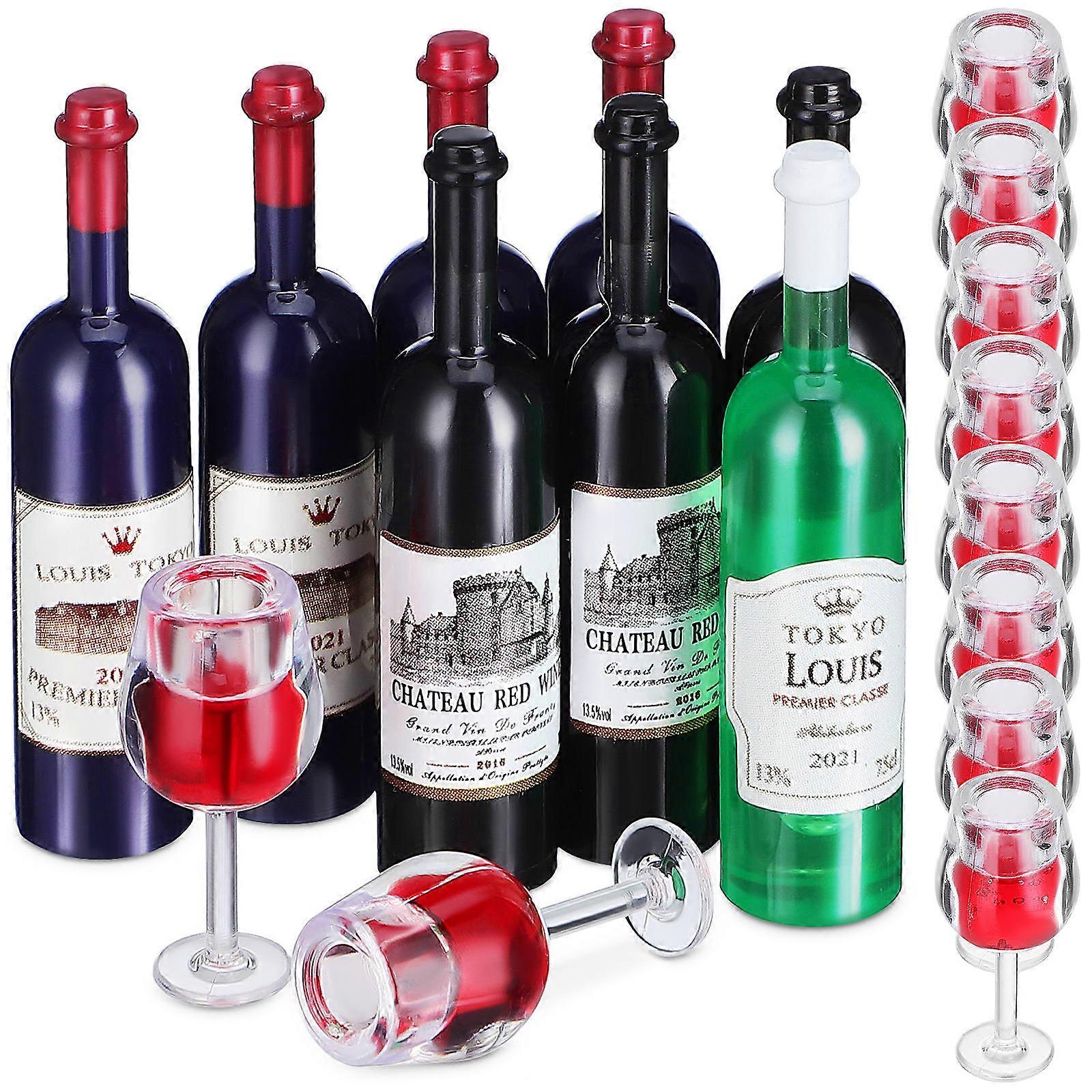 Mini Wine Bottles Plastic Accessories for Decoration 1Set Dollhouse Set