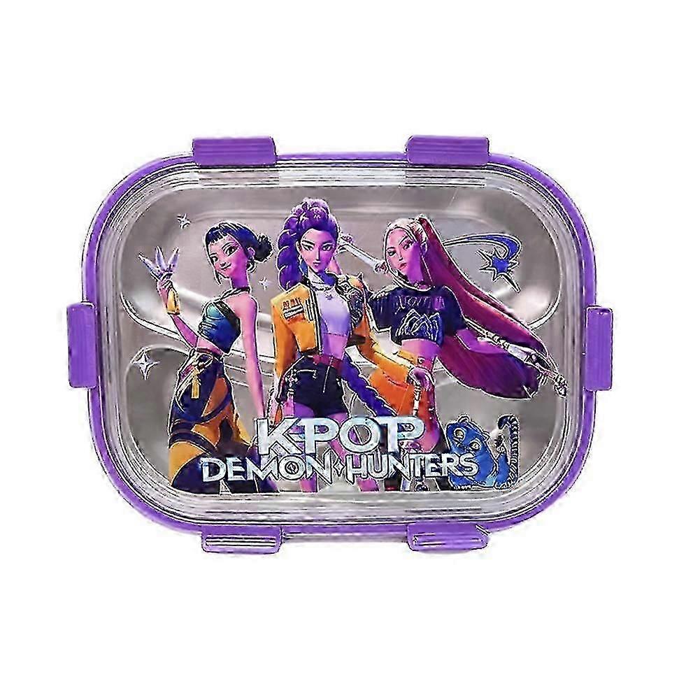 K-Pop Demon Hunters Kids Lunch Box with Built-in Cutlery Compartments