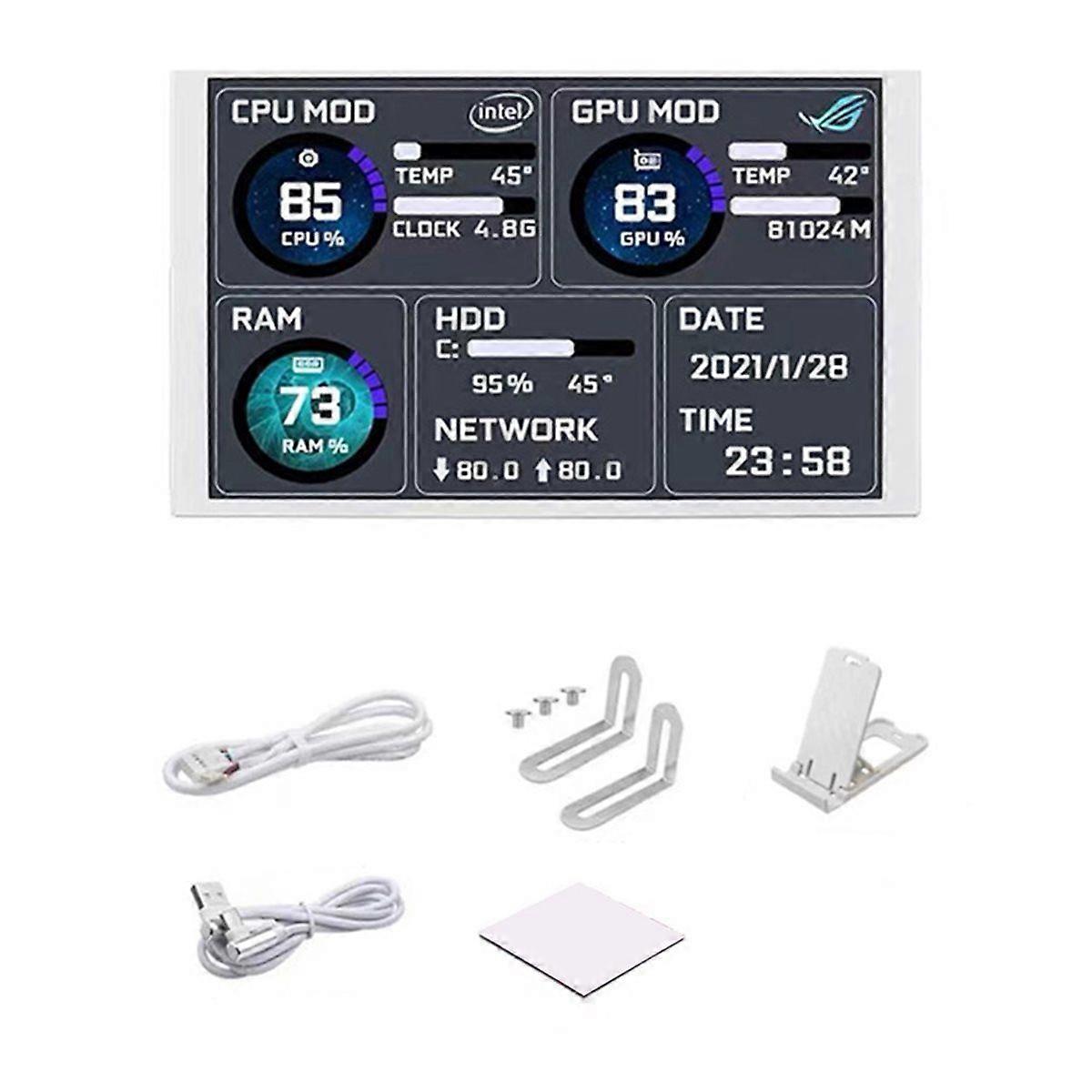 Turing 5.2Inch IPS Type-C Secondary Monitor Smart Display Case for CPU GPU RAM Monitoring with USB