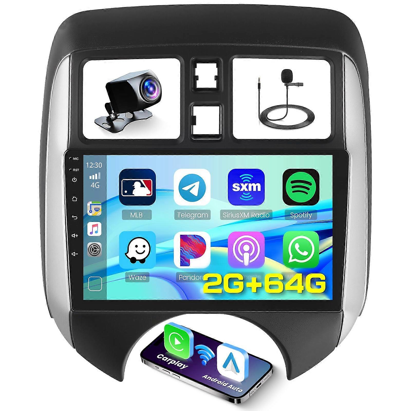 Android Car Stereo for Nissan Versa Note 20142016, 9' Touchscreen GPS, Wireless CarPlay Android Auto, 2GB+64GB