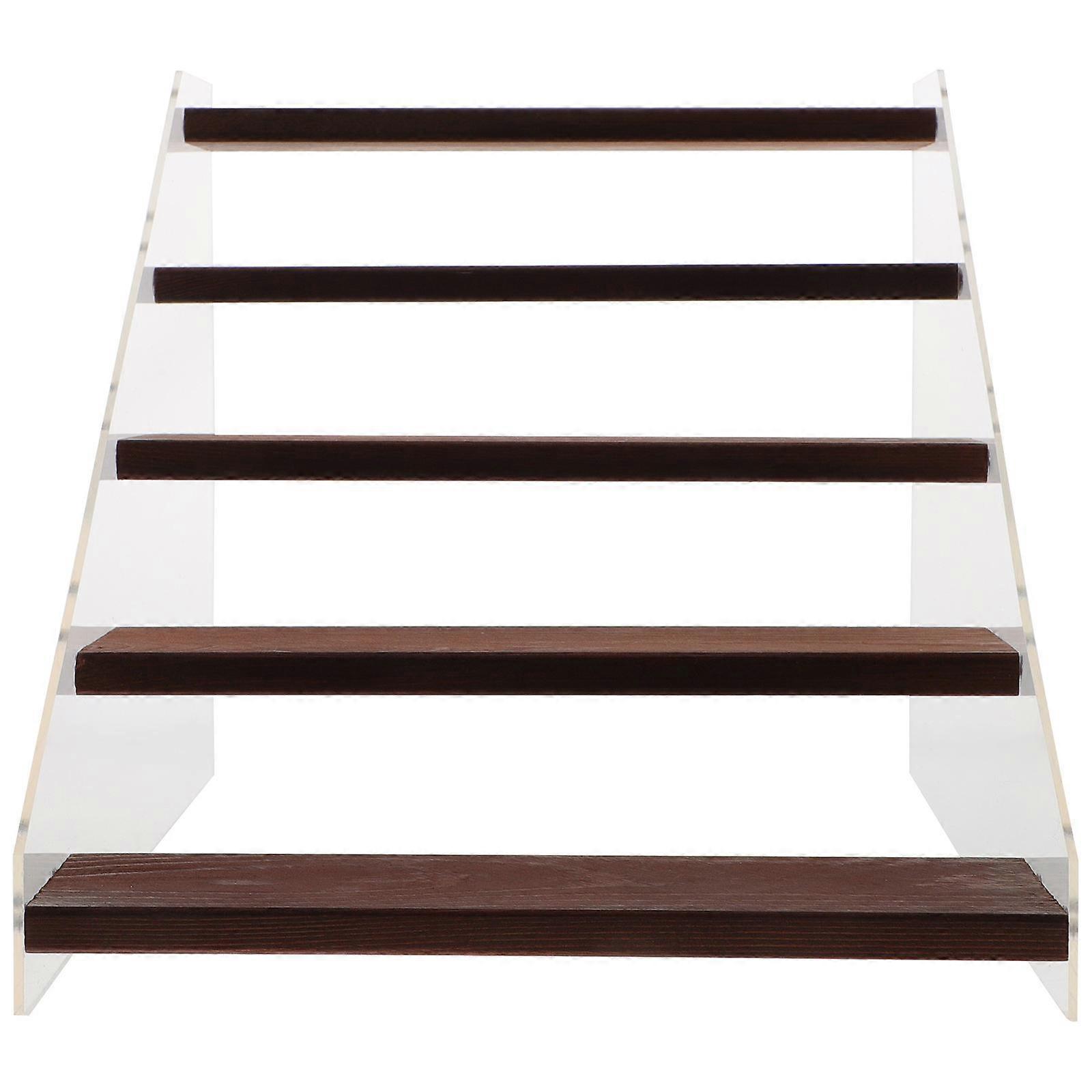 4 Set Rectangular Acrylic Wood Display Stand 5 Tier Organizer For Collectors Models Multi Purpose Storage