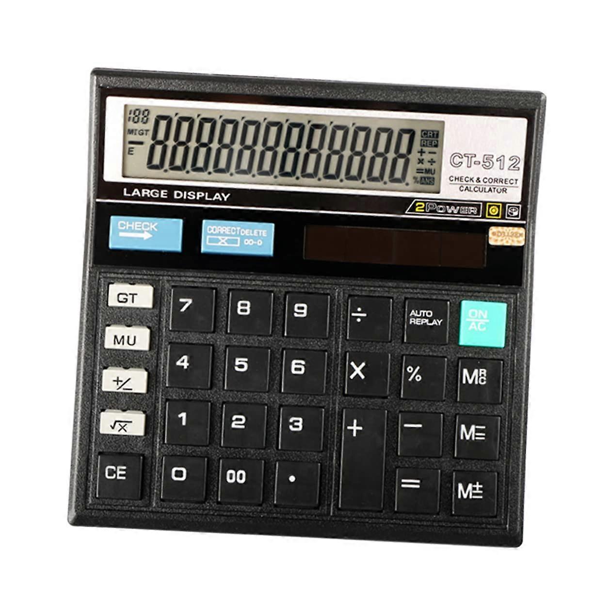 Desktop Calculator with Large Display, Compact and Lightweight for Office School Home Use Black 12.9x12.9CM