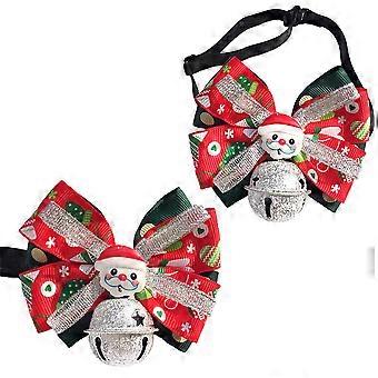 Dog Bell Collar Christmas Pet Collar with Bowknot for Pet Use 2Pcs