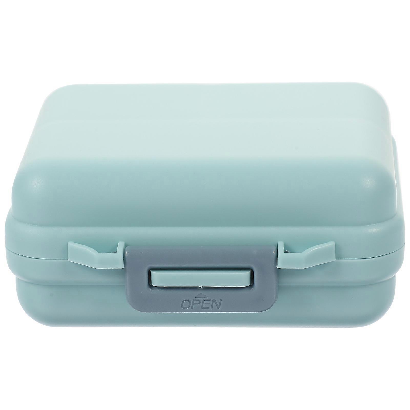 Blue Portable Pills Case Plastic Box for Storage with 7 Compartments