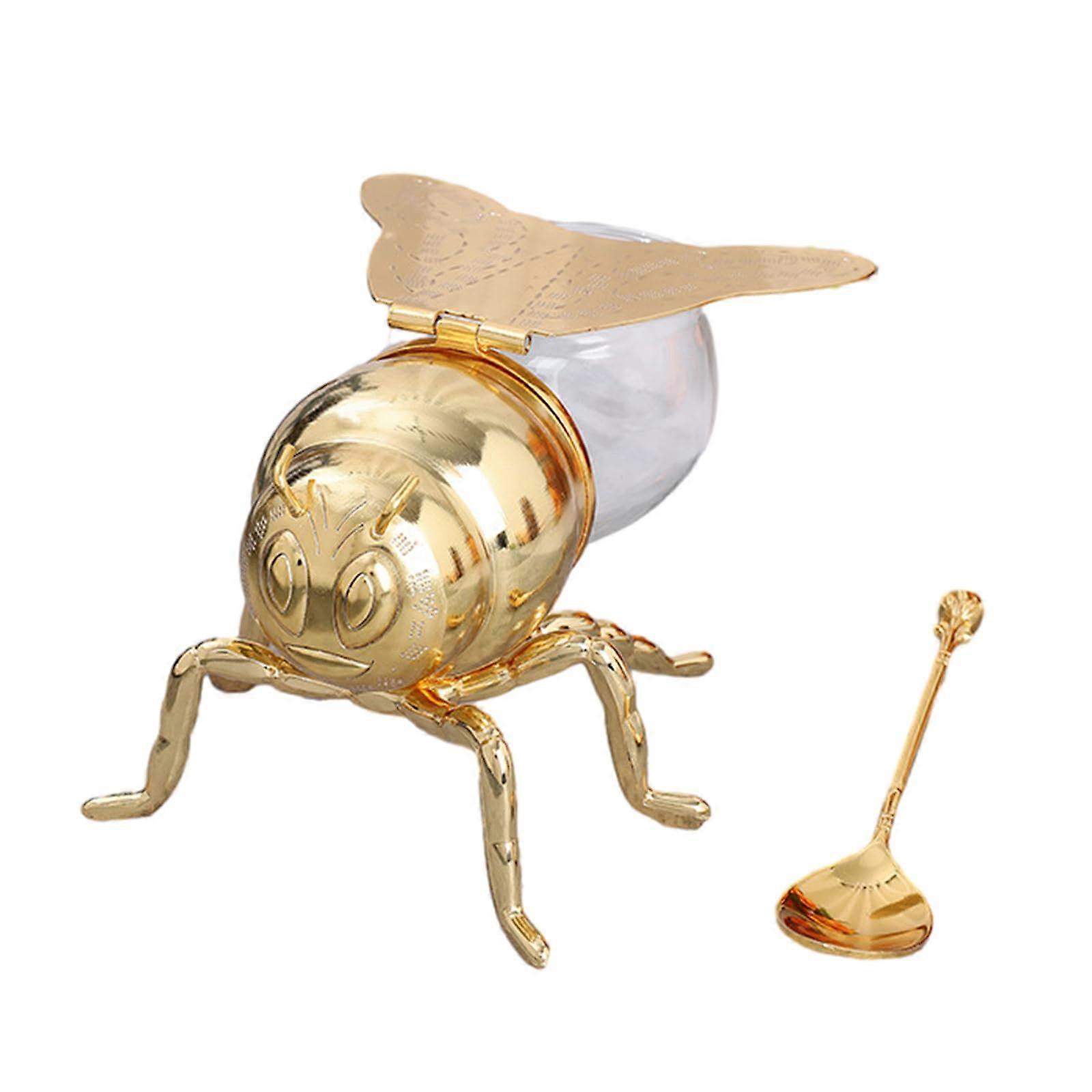 Honey Jar with Spoon Decorative Bee Shape Honey Container for Stylish Kitchen Storage