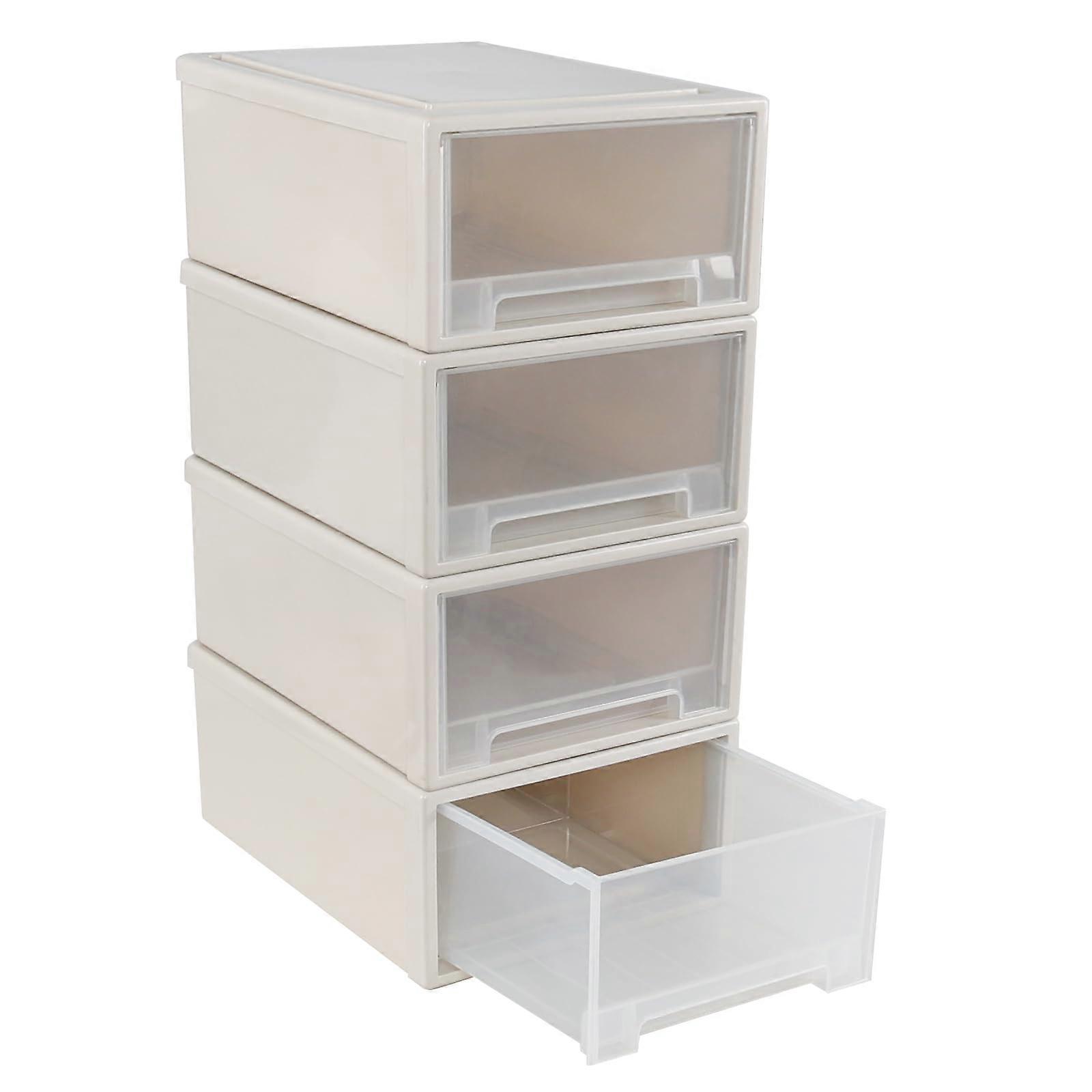 4Pack Plastic Storage Drawers 18 Quart Stackable Bins with Clear Front for Clothes and Office