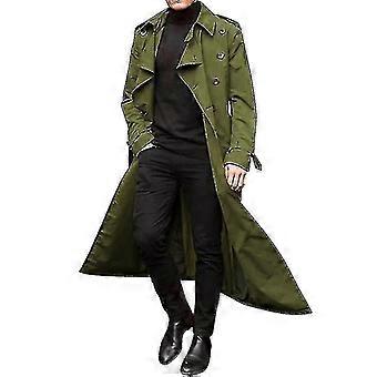 25-26 Men Long Trench Coat Lapel Overcoat Casual Winter Jacket Plain Outerwear A