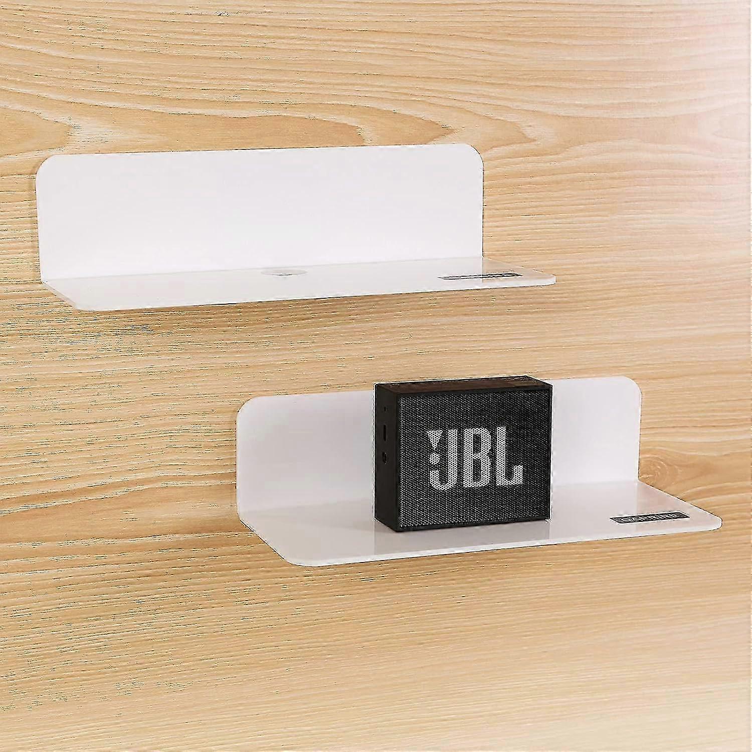 2025 2-Pack 9 Inch White Wall Shelves with Cable Clips