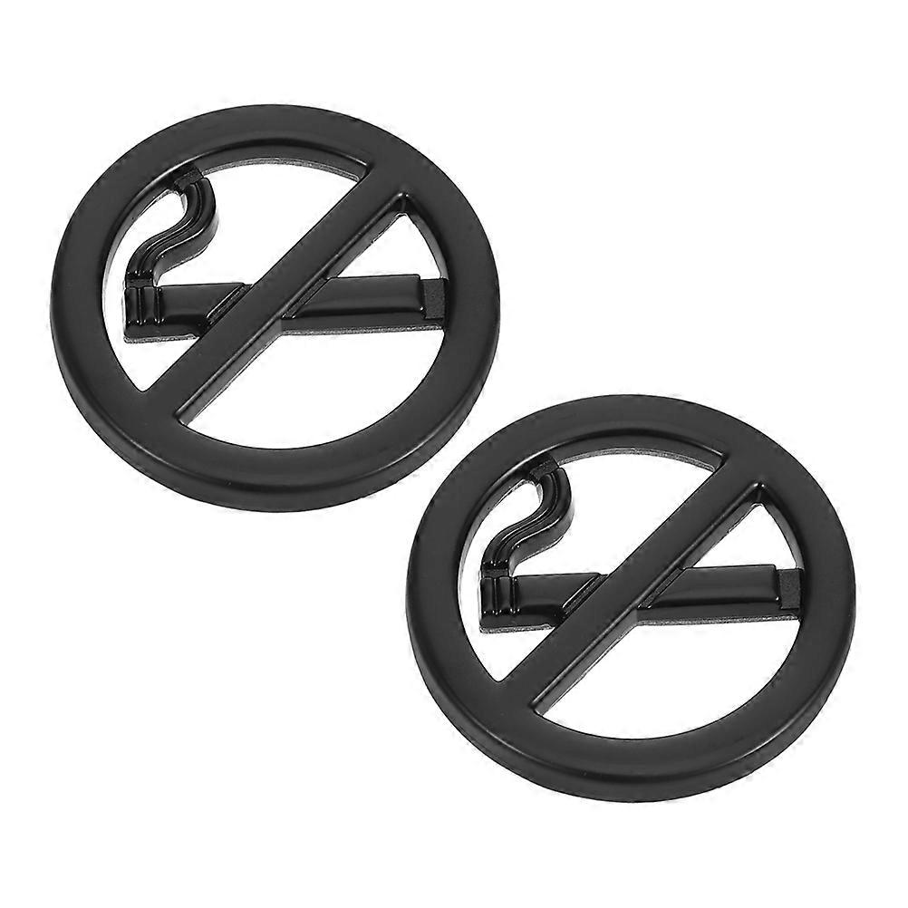 Durable No Smoking Metal Decal for Car Interior Warning 2Pcs