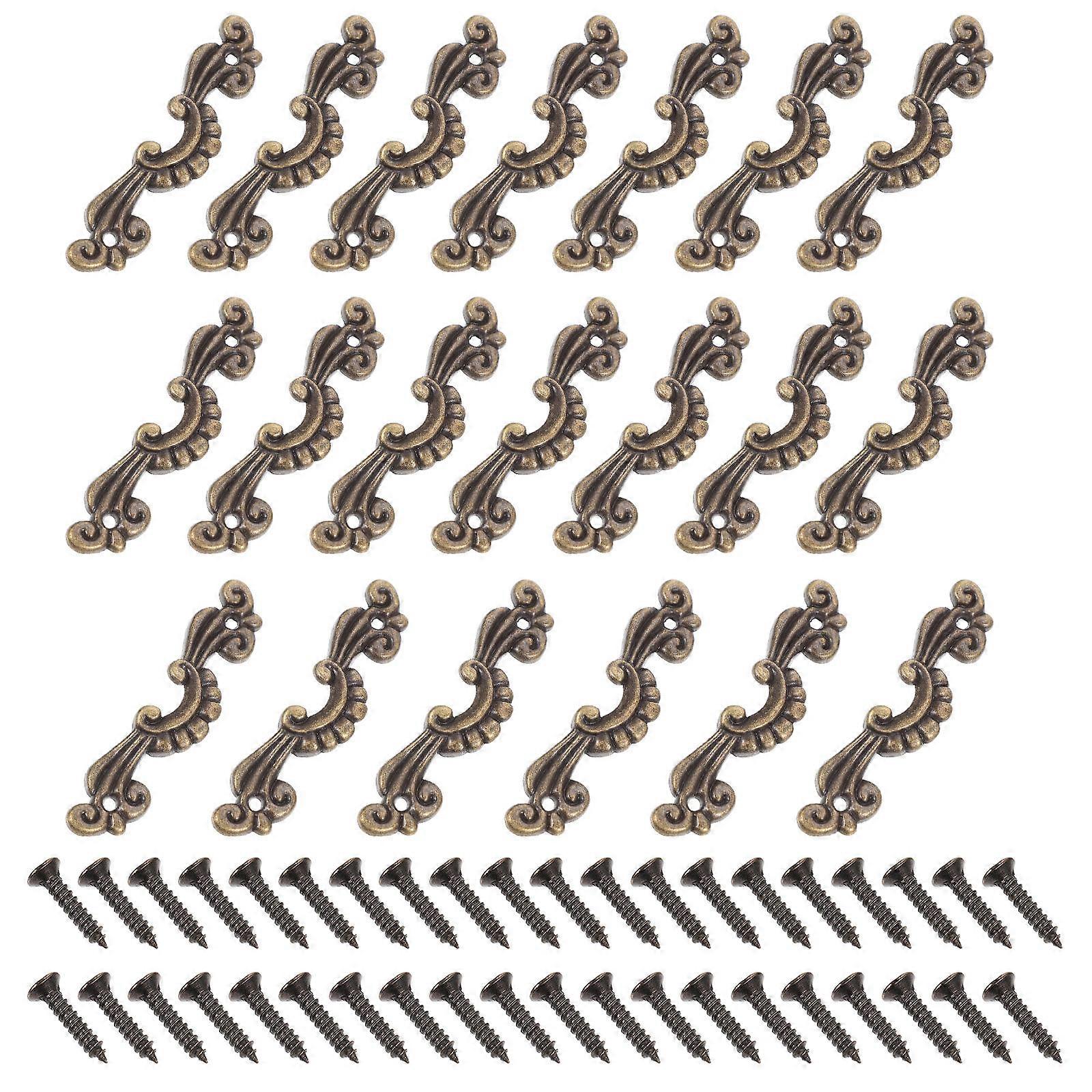 Small Drawer Pulls Decorative Box Handle Furniture Accessory Rectangular Shape Bronze Color 1Set