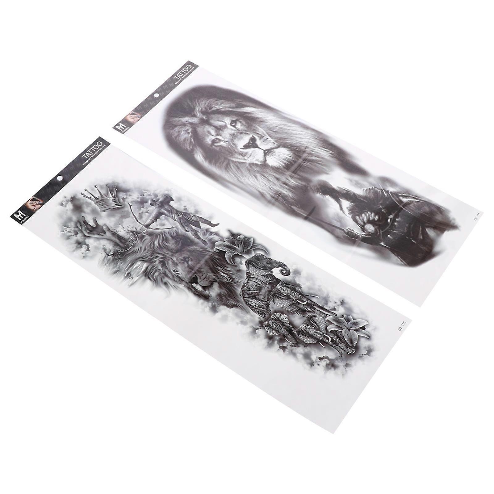 Body Stickers Temporary for Decoration Lion Pattern 4Pcs Black