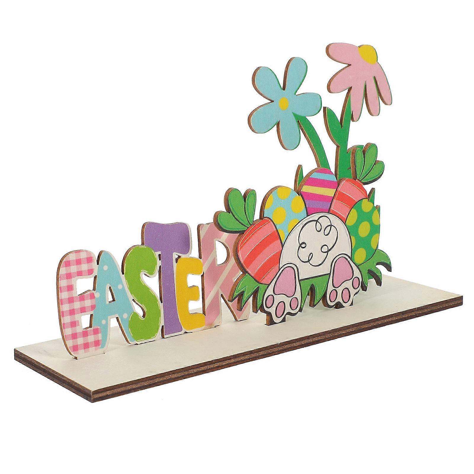Easter Wooden Centerpieces for Tables Decorative 4Sets Easter Table Ornament