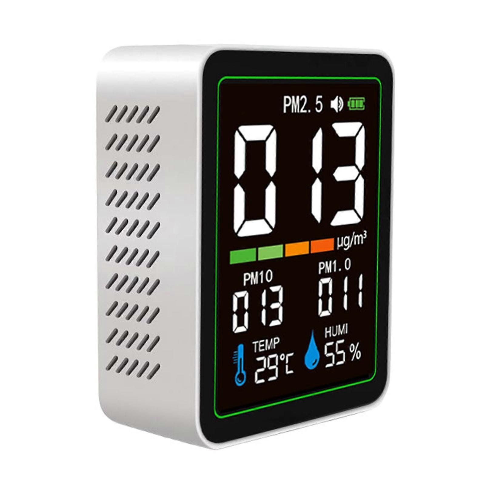 Multifunction Air Quality Tster for PM2.5 PM10 PM1.0 Temperature Humidity Detection Digital Screen Efficient Performances  White