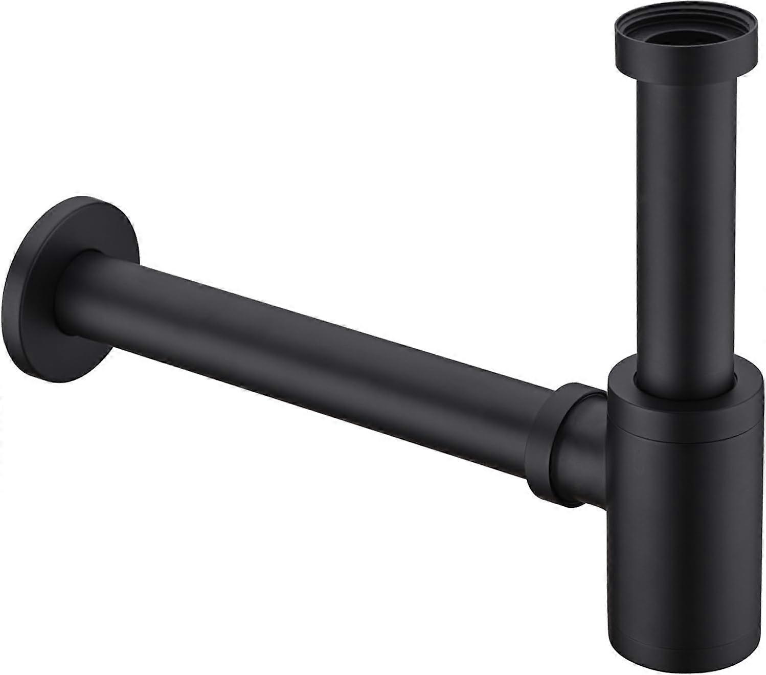 Matte Black Brass Bottle Trap for Bathroom Sink, Adjustable Height Vessel Sink Trap Kit