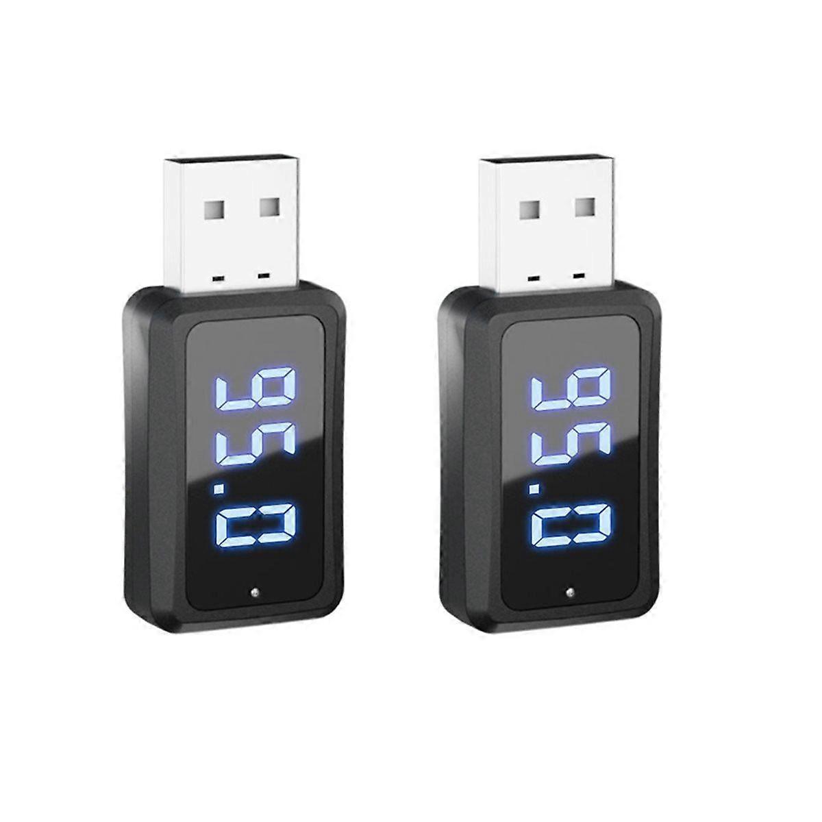 2PCS LED Display USB Bluetooth-Compatible 5.3 Adapter FM Transmitter Receiver Audio Dongle Wireless