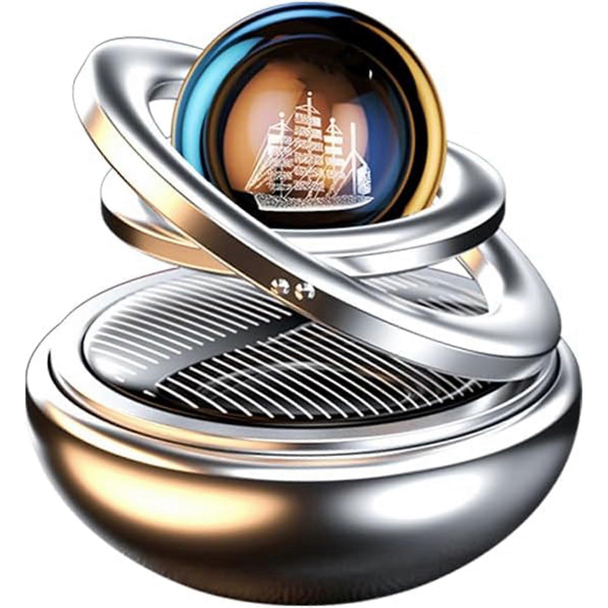 Solar Powered Rotating Car Air Freshener Aromatherapy Diffuser Silver Elegant Decoration