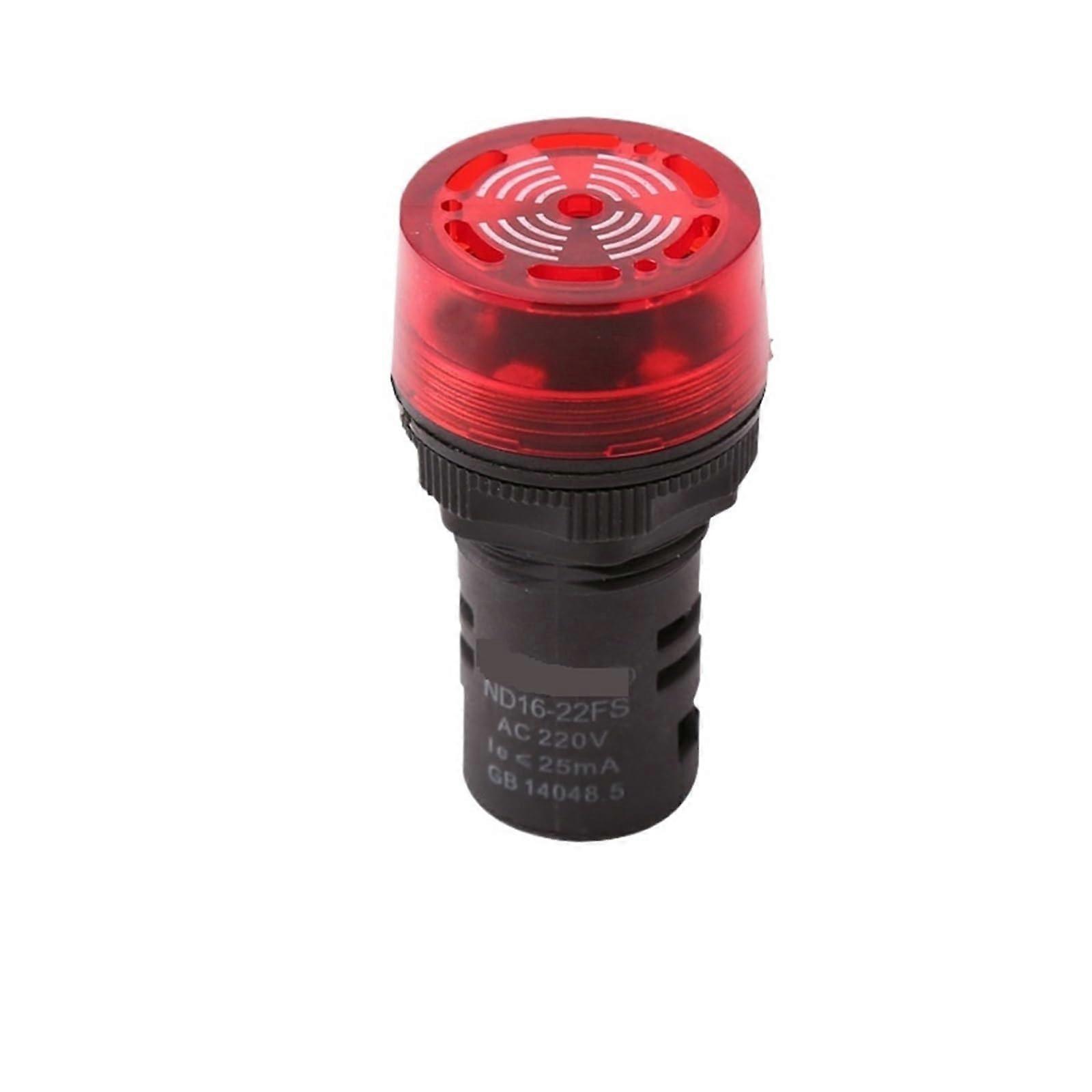 Industrial Warning Buzzer 22mm Red Flashing Alarm Indicator AC220V DC24V Panel Mount