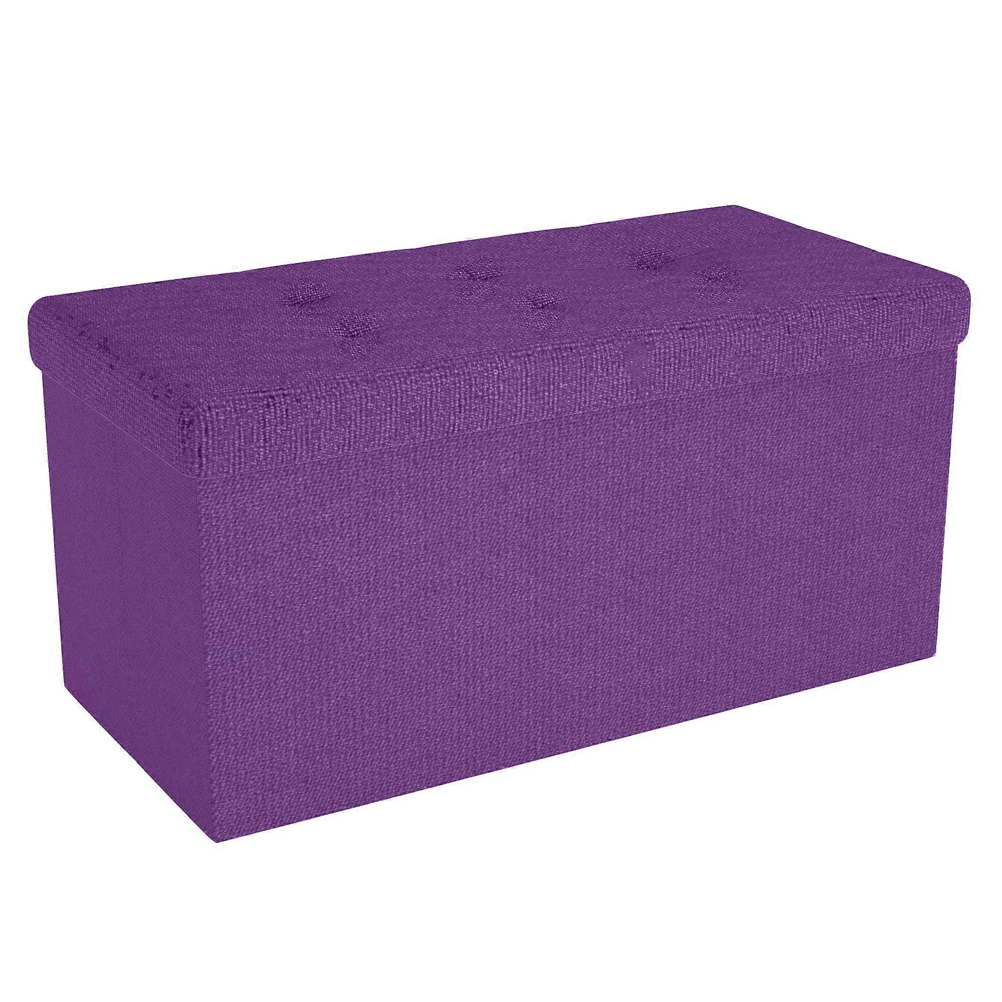Foldable bench seat 76x38x38 cm - Seat cube with storage space and lid made of fabric with recesses - Seat cube Footrest Storage box Chest Stool